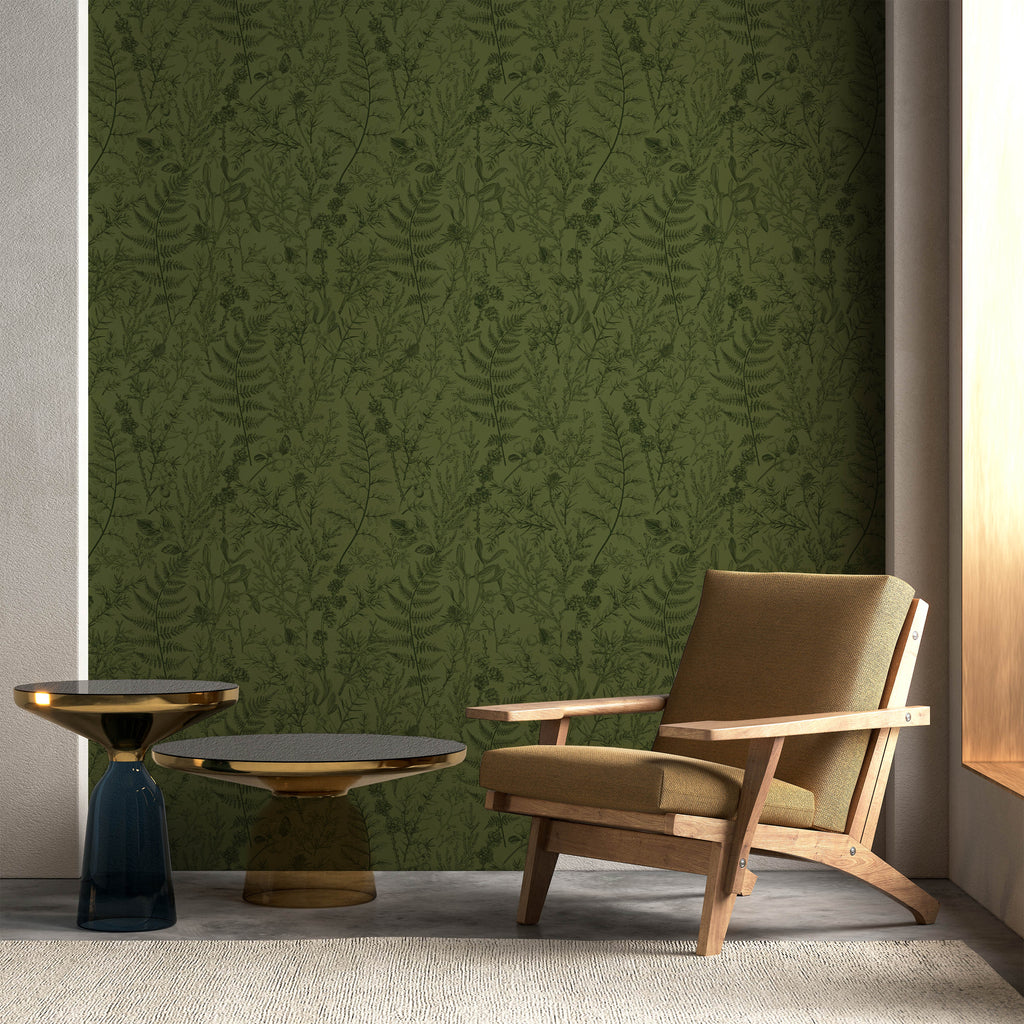 Forest Dream Peel and Stick removable, Traditional Wallpaper - Deep Green | DeccoPrint