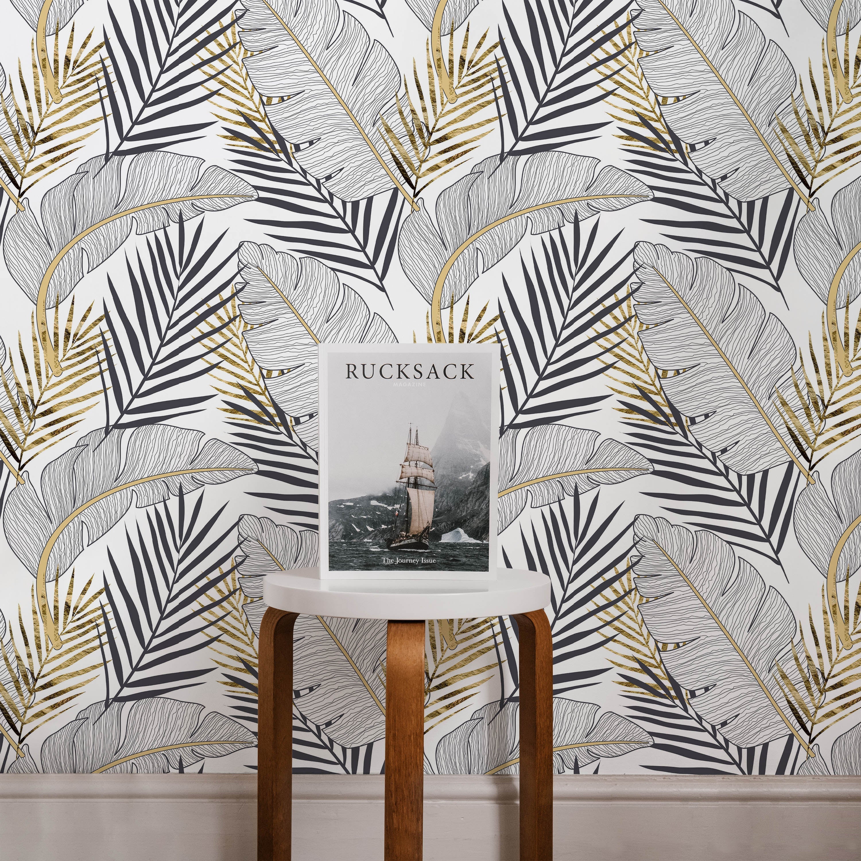 Golden Palm Peel and Stick Wallpaper, Removable Wallpaper, Traditional Wallpaper | DeccoPrint