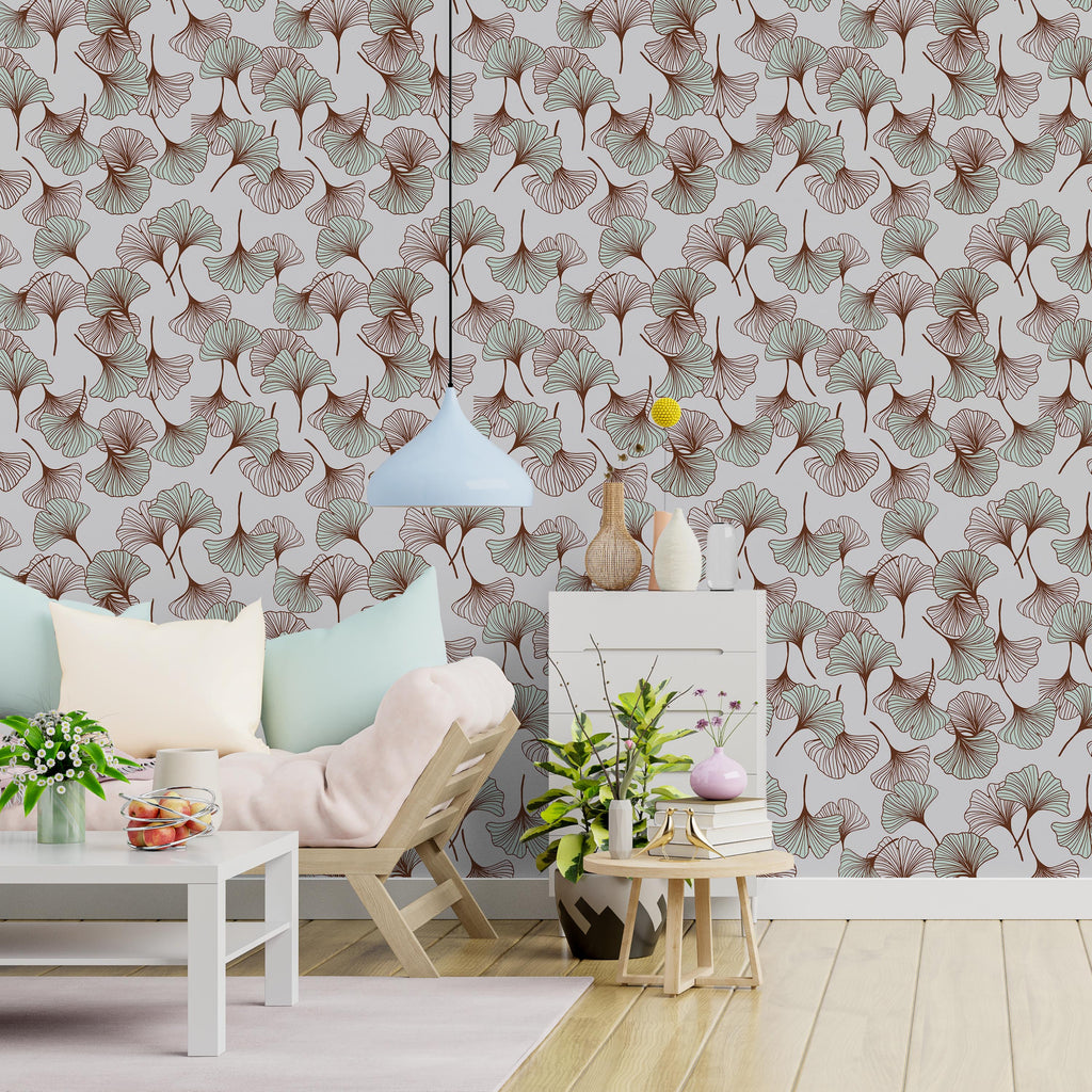 Ginkgo Garden Peel and Stick Wallpaper, Removable Wallpaper, Traditional Wallpaper - Green | DeccoPrint