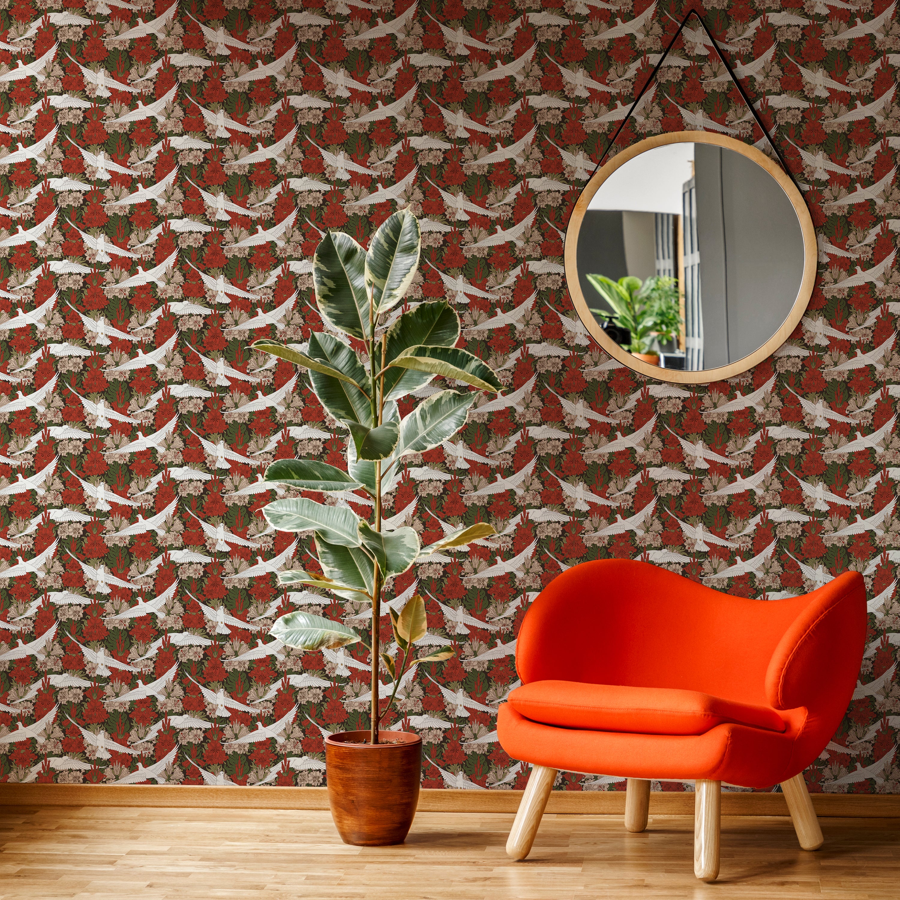 Maurice Pillard Verneuil x Dove and Lilies - Rustic Red | DeccoPrint