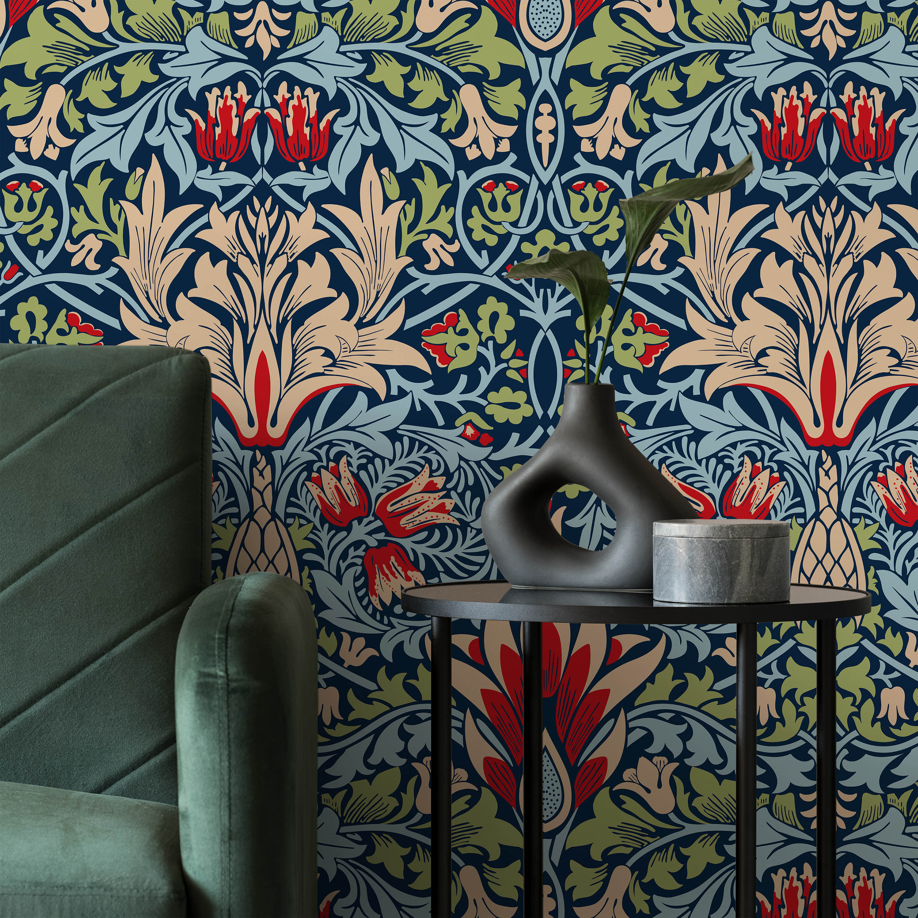 William Morris X Snakeshead Peel and Stick Wallpaper, Removable Wallpaper, Traditional Wallpaper - Blue | DeccoPrint