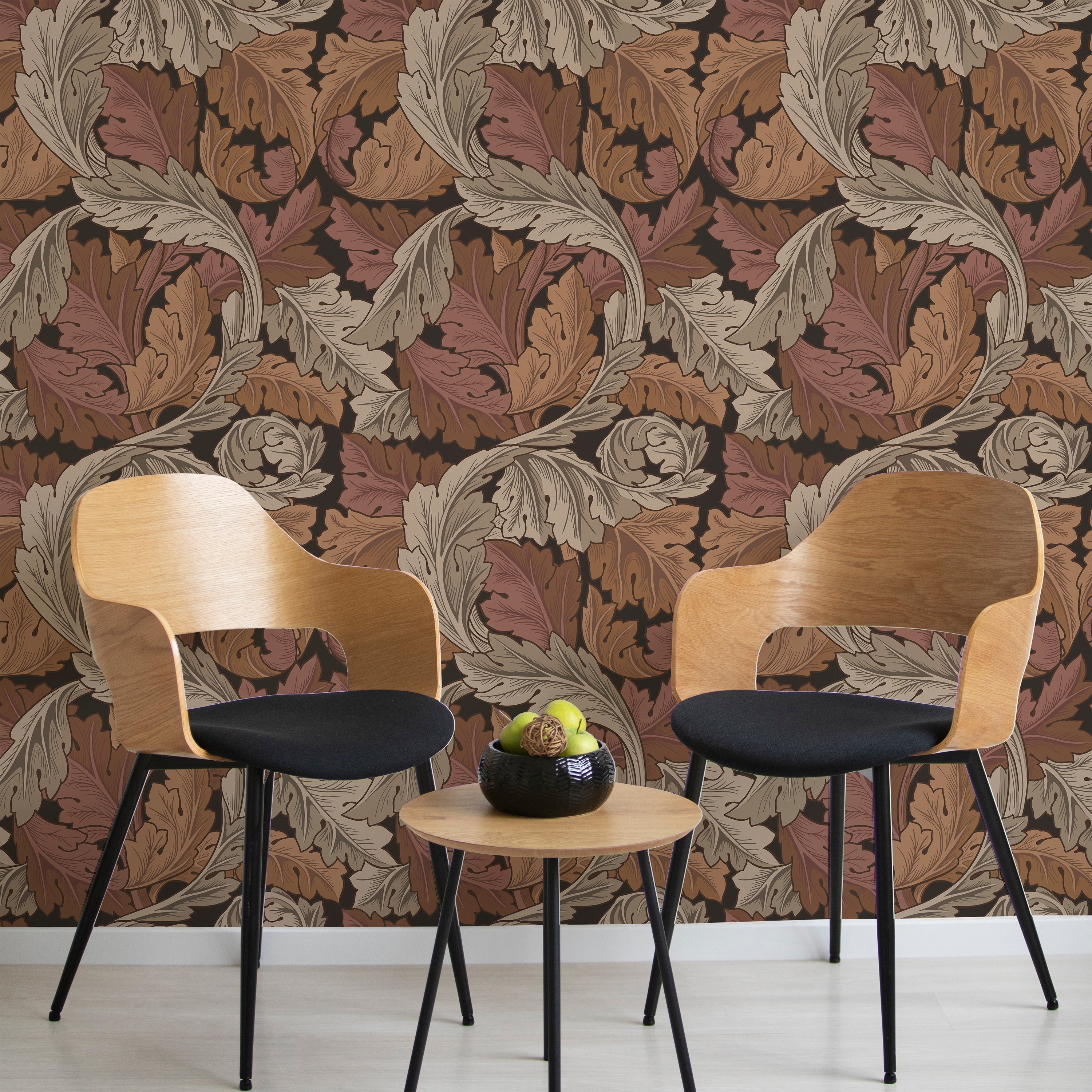 William Morris X Acanthus Peel and Stick Wallpaper, Removable Wallpaper, Traditional Wallpaper - Brown | DeccoPrint