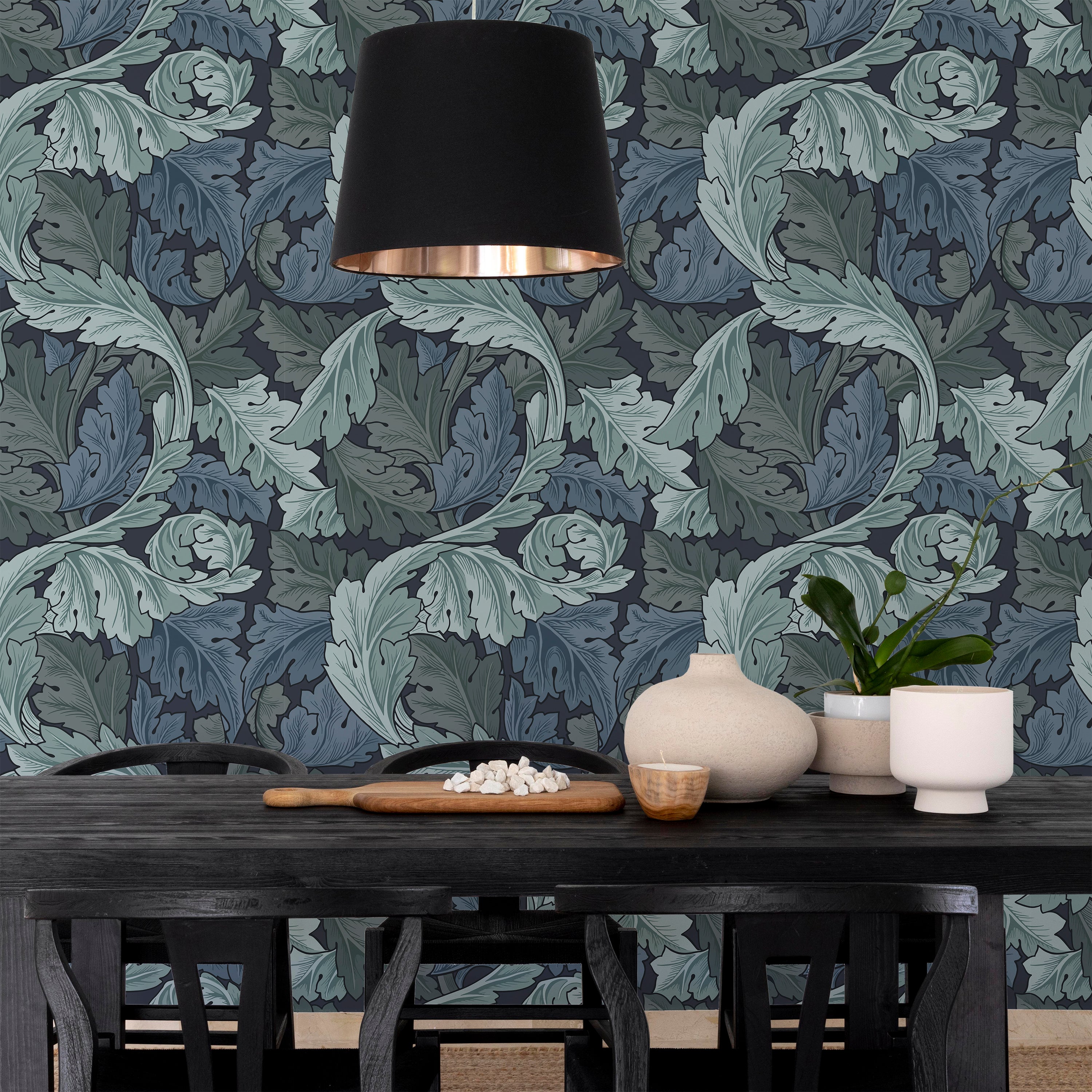 William Morris X Acanthus Peel and Stick Wallpaper, Removable Wallpaper, Traditional Wallpaper - Blue | DeccoPrint
