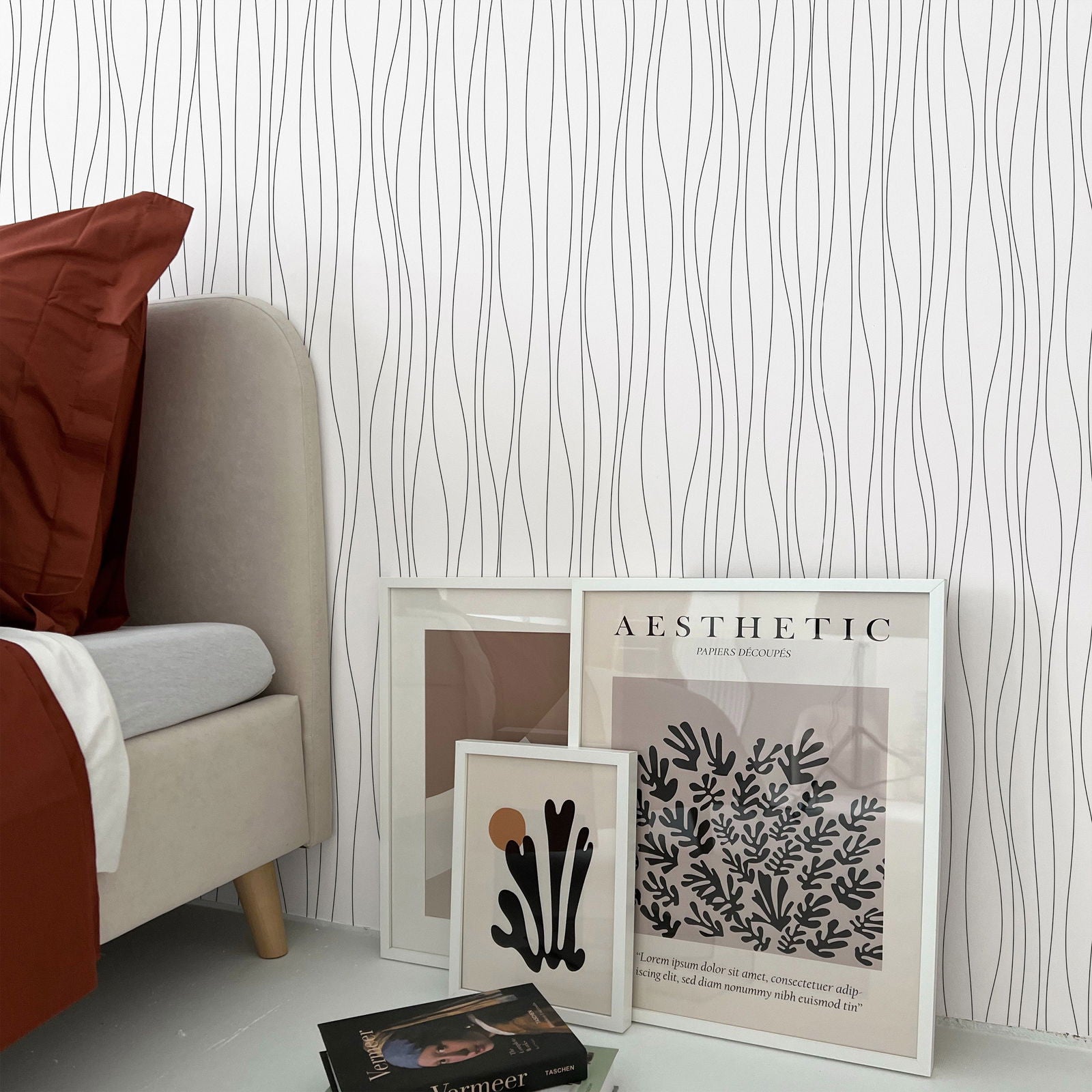 Abstract Waves Peel and Stick Wallpaper, Removable Wallpaper, Traditional Wallpaper | DeccoPrint