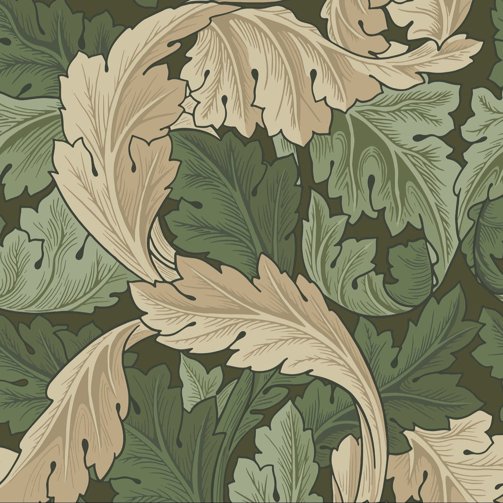 William Morris X Acanthus Peel and Stick Wallpaper, Removable Wallpaper, Traditional Wallpaper - Green | DeccoPrint