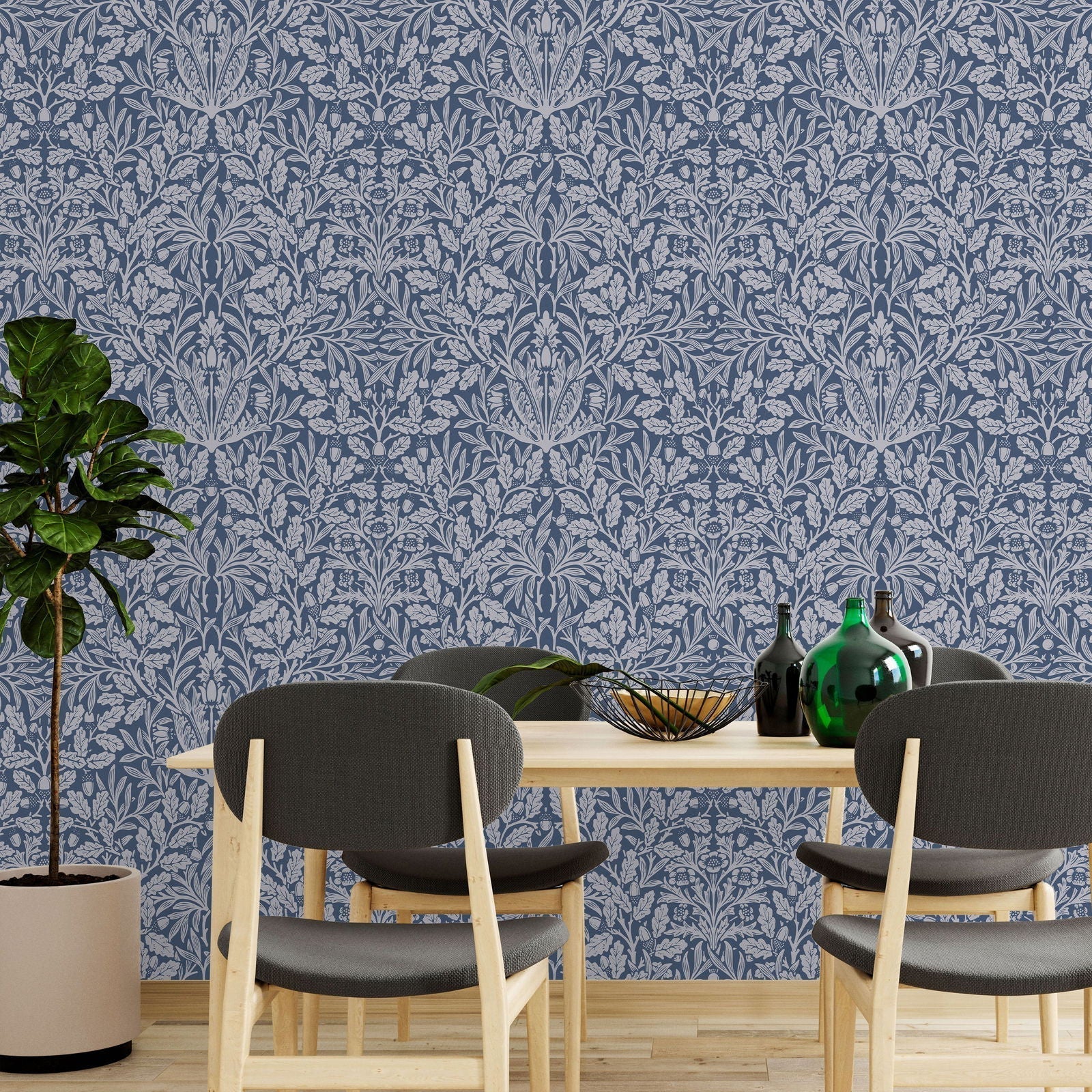 William Morris X Acorn Peel and Stick Wallpaper, Removable Wallpaper, Traditional Wallpaper - Blue | DeccoPrint