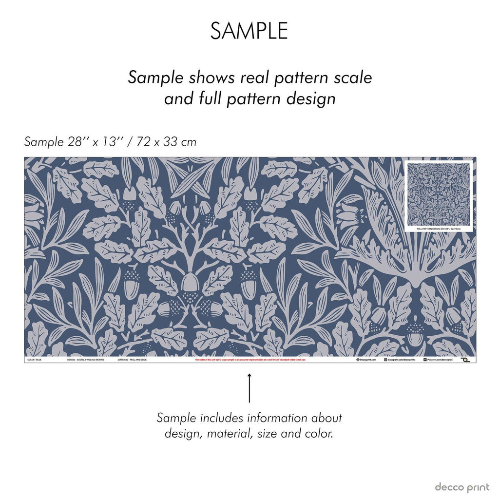 Acorn X William Morris Wallpaper - Blue | DeccoPrint