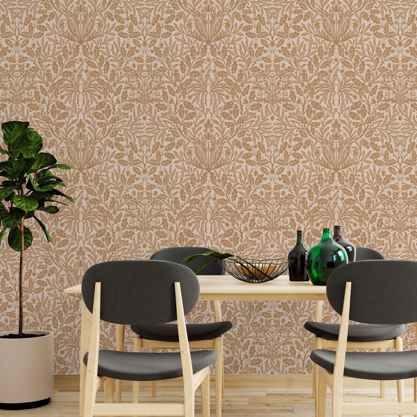 William Morris X Acorn Peel and Stick Wallpaper, Removable Wallpaper, Traditional Wallpaper - Brown | DeccoPrint