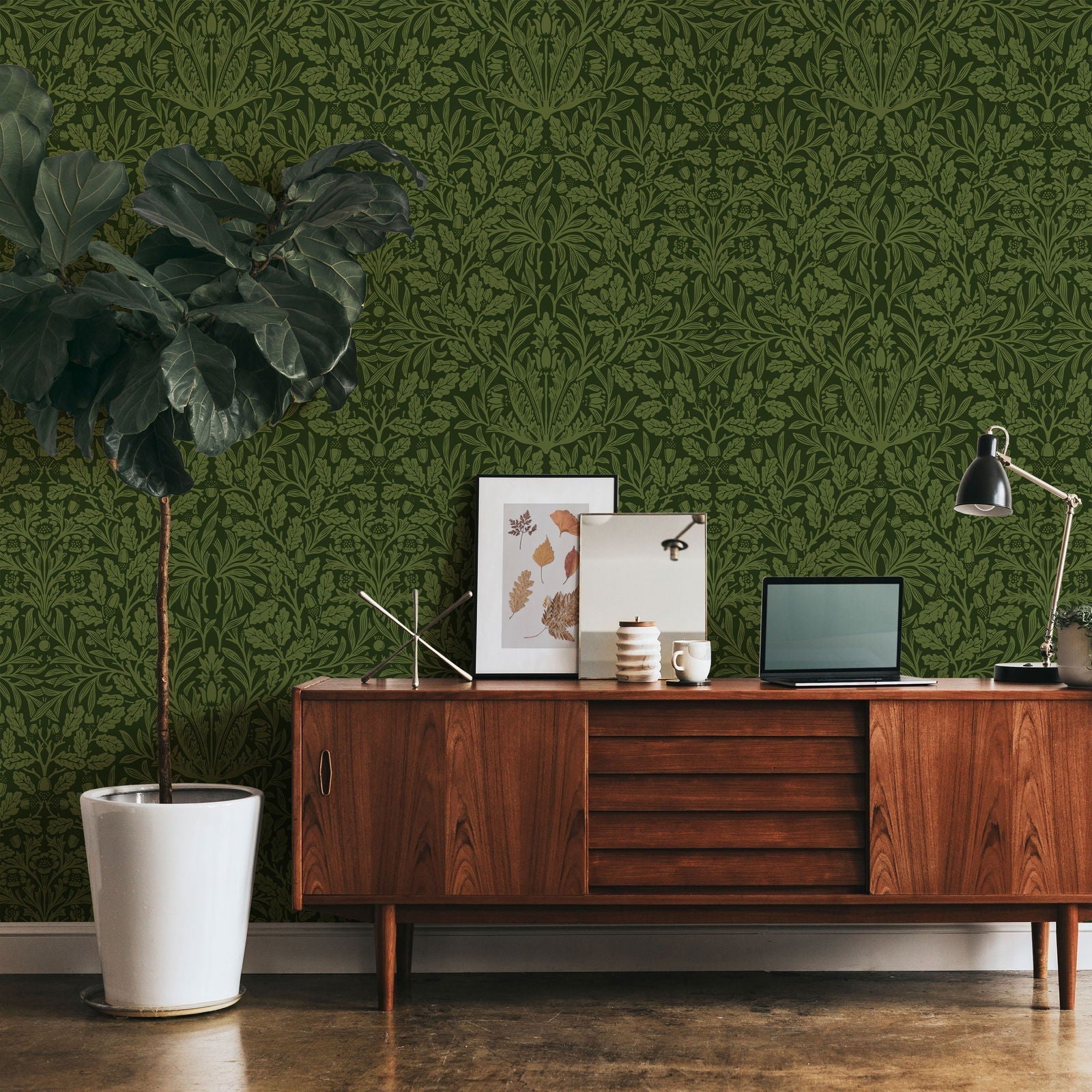 William Morris X Acorn Peel and Stick Wallpaper, Removable Wallpaper, Traditional Wallpaper - Green | DeccoPrint