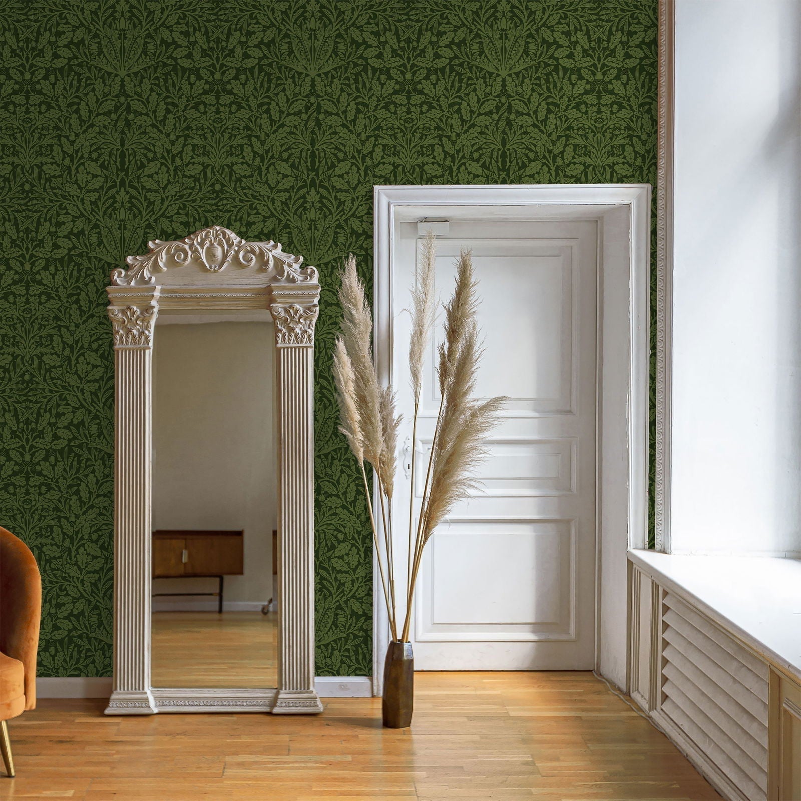William Morris X Acorn Peel and Stick Wallpaper, Removable Wallpaper, Traditional Wallpaper - Green | DeccoPrint