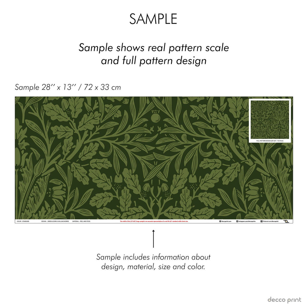 Acorn X William Morris Wallpaper - Green - DeccoPrint