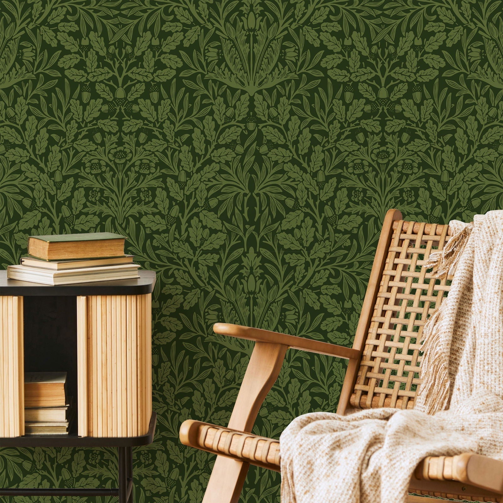 William Morris X Acorn Peel and Stick Wallpaper, Removable Wallpaper, Traditional Wallpaper - Green | DeccoPrint