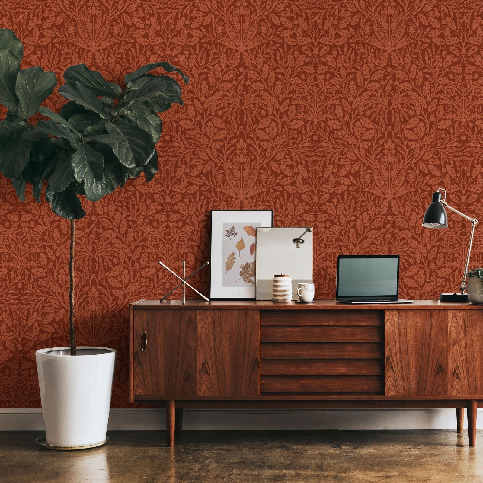 William Morris X Acorn Peel and Stick Wallpaper, Removable Wallpaper, Traditional Wallpaper - Red | DeccoPrint