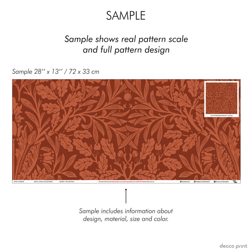 Acorn X William Morris Wallpaper - Red - DeccoPrint