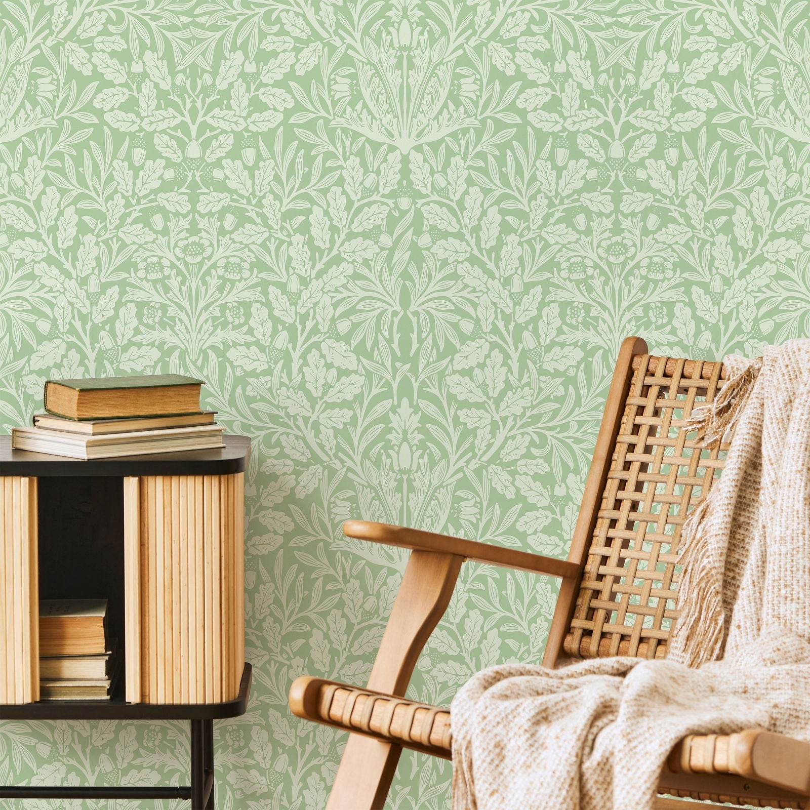 William Morris X Acorn Peel and Stick Wallpaper, Removable Wallpaper, Traditional Wallpaper - Sage | DeccoPrint