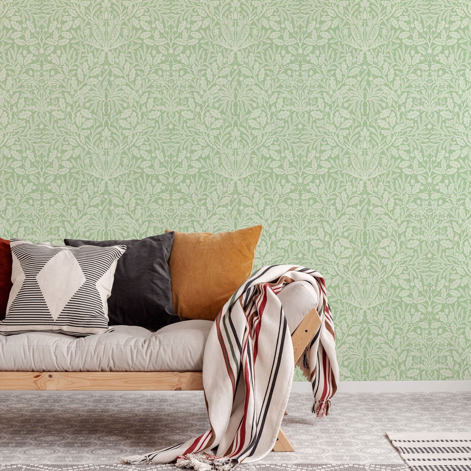 William Morris X Acorn Peel and Stick Wallpaper, Removable Wallpaper, Traditional Wallpaper - Sage | DeccoPrint