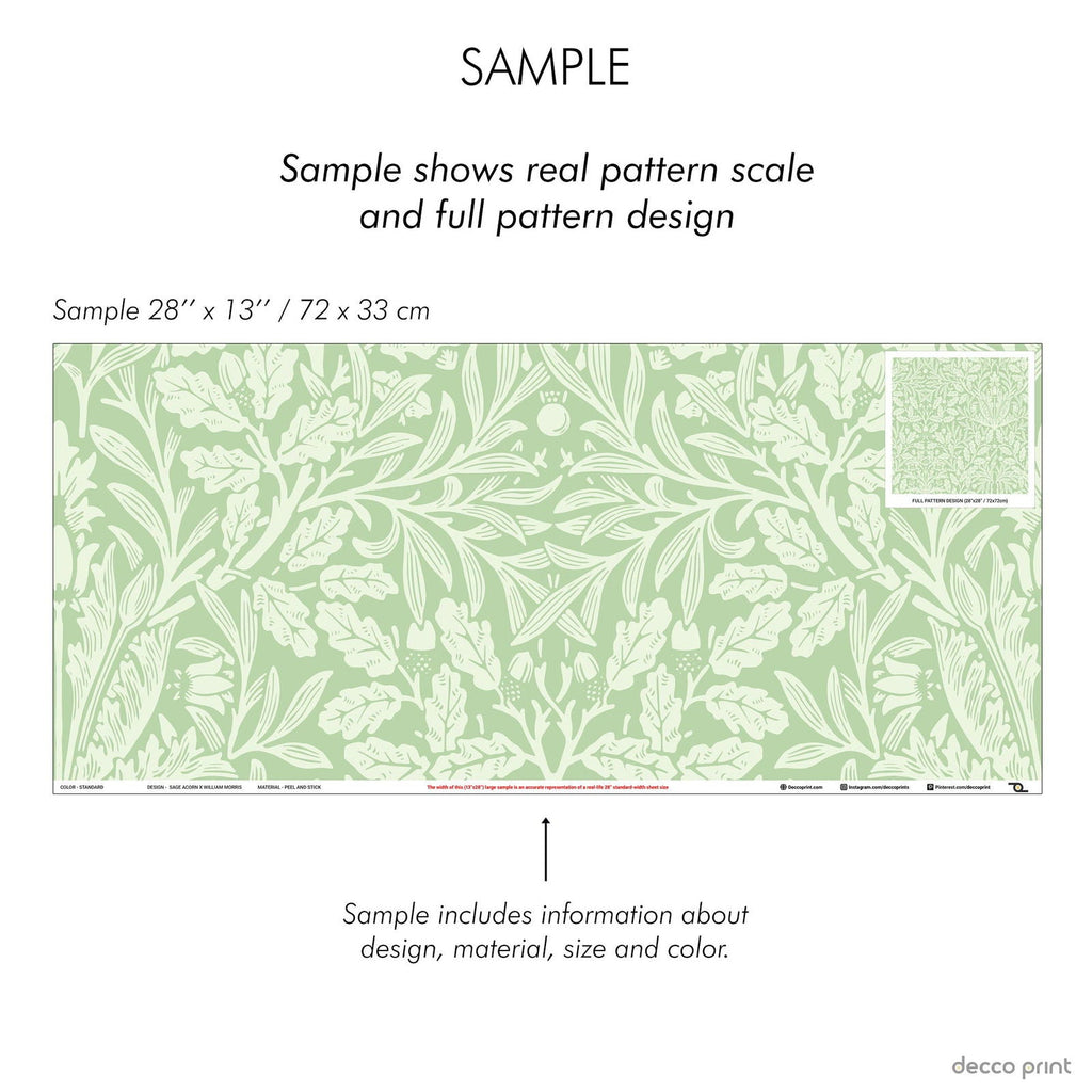 Acorn X William Morris Wallpaper - Sage - DeccoPrint