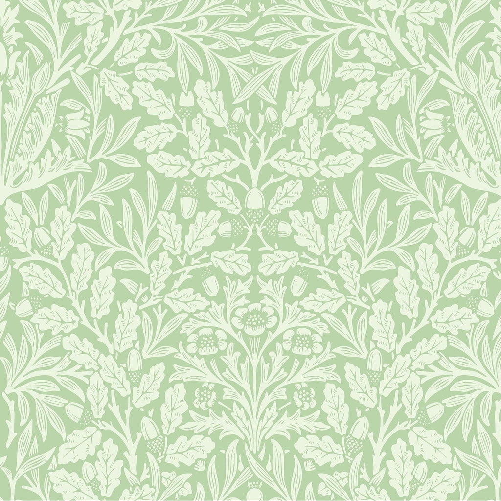 William Morris X Acorn Peel and Stick Wallpaper, Removable Wallpaper, Traditional Wallpaper - Sage | DeccoPrint