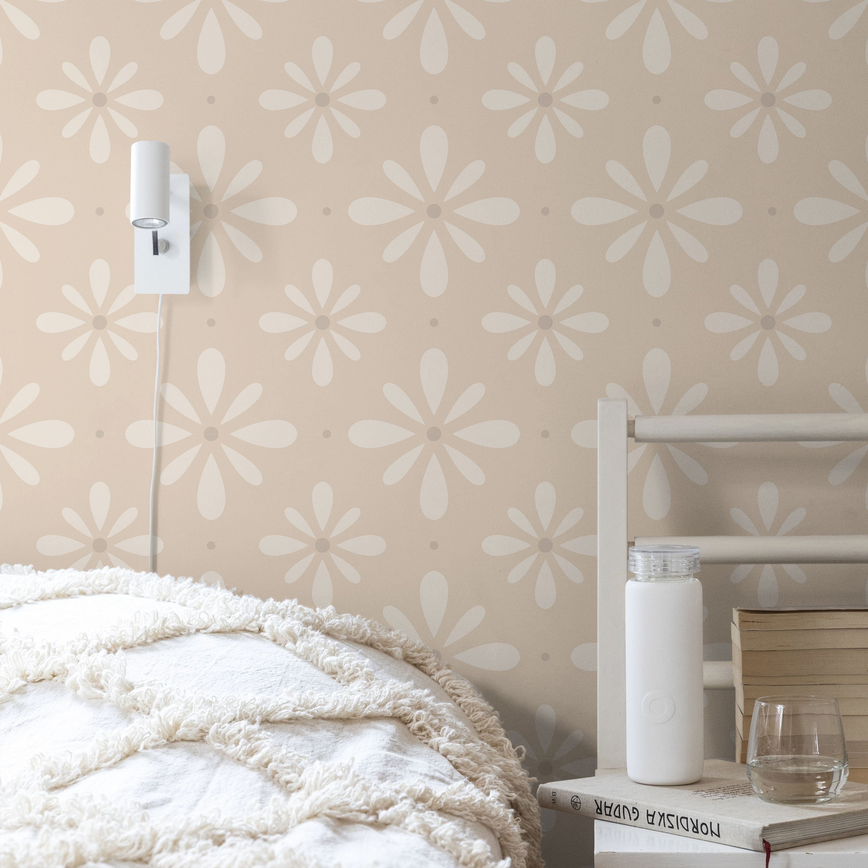 Pastel Blooms Peel and Stick Wallpaper, Removable Wallpaper, Traditional Wallpaper - Soft Brown | DeccoPrint