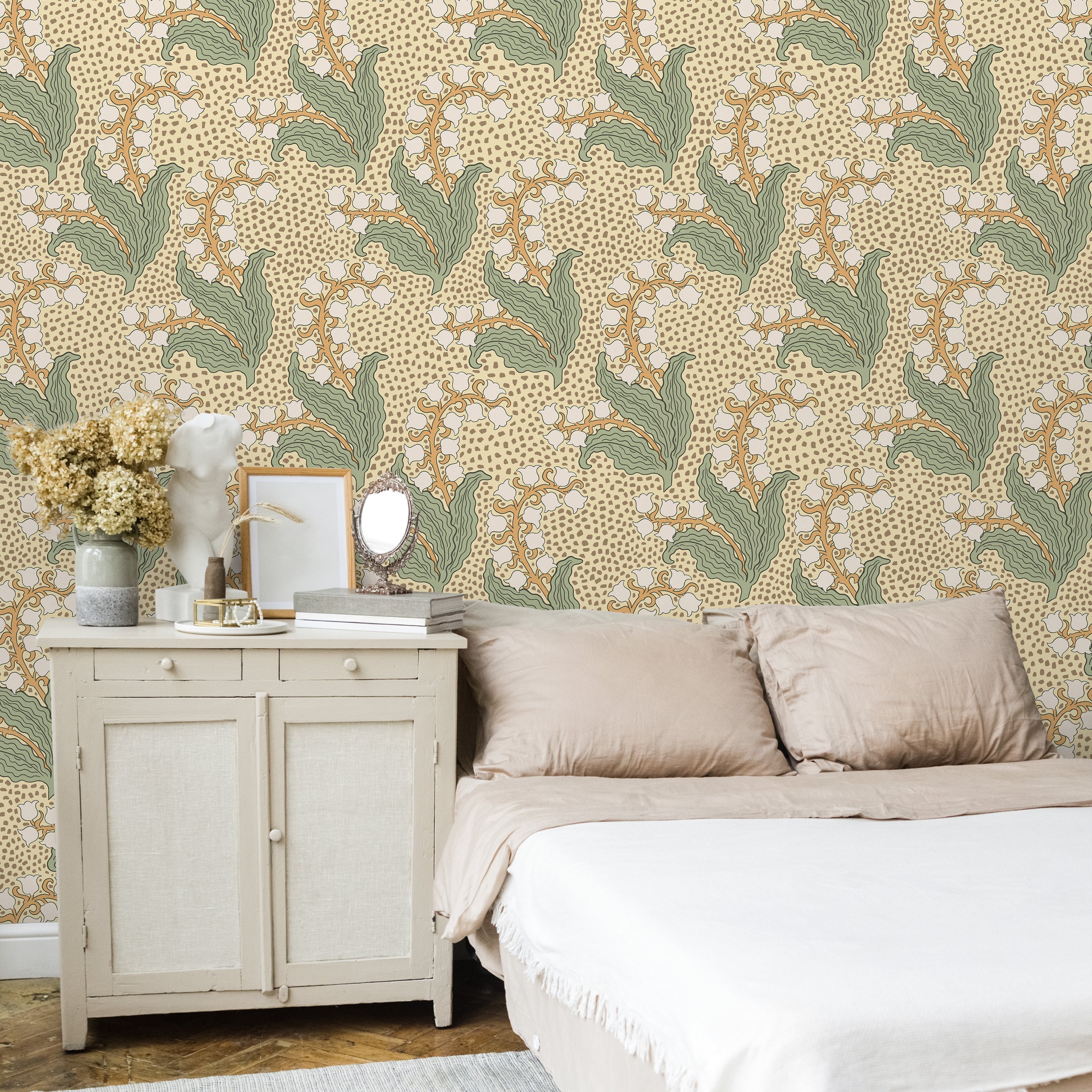 Maurice Pillard Verneuil x  Lily of the Valley Peel and Stick Wallpaper, Removable Wallpaper, Traditional Wallpaper | DeccoPrint