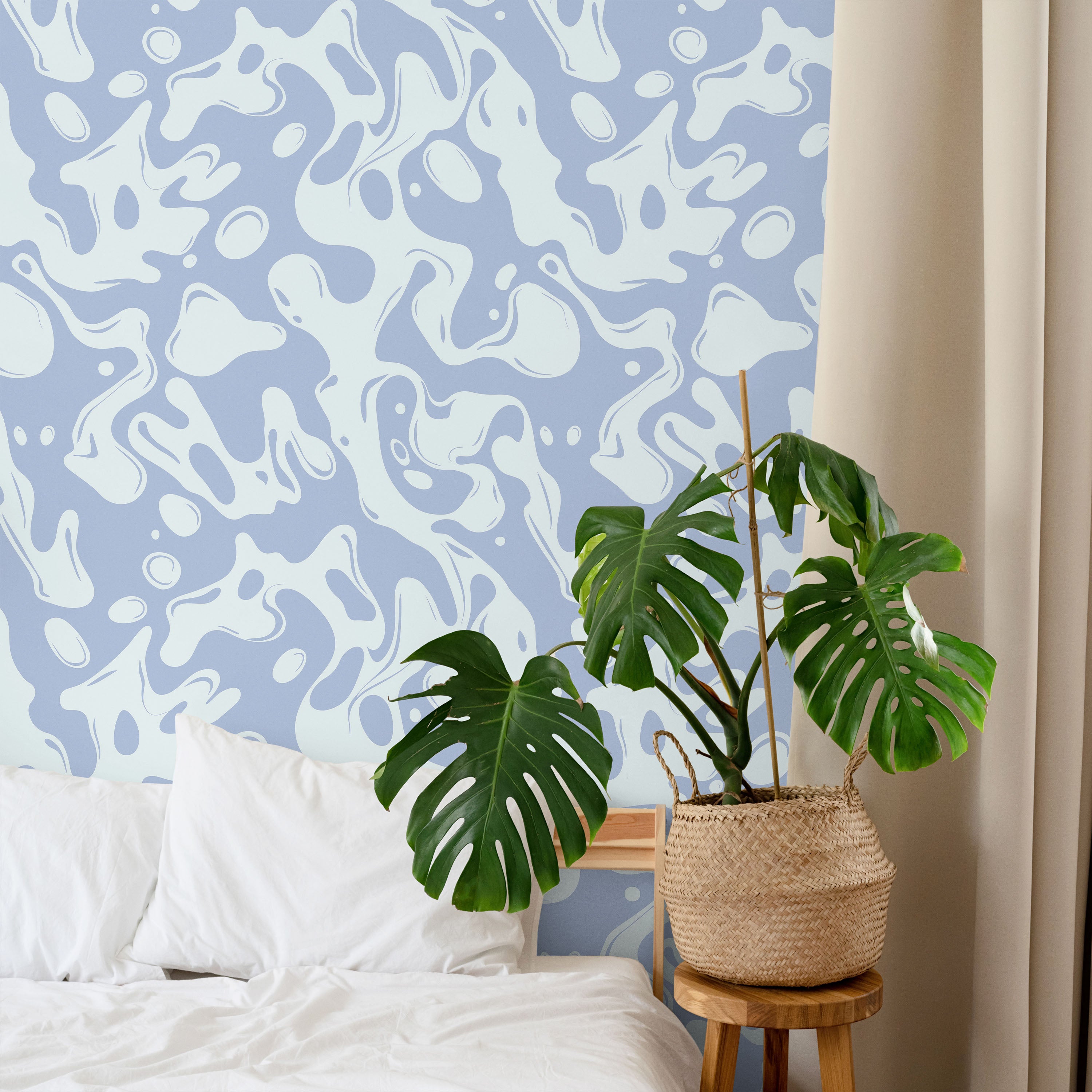 Liquid Splash Peel and Stick Wallpaper, Removable Wallpaper, Traditional Wallpaper - Blue | DeccoPrint