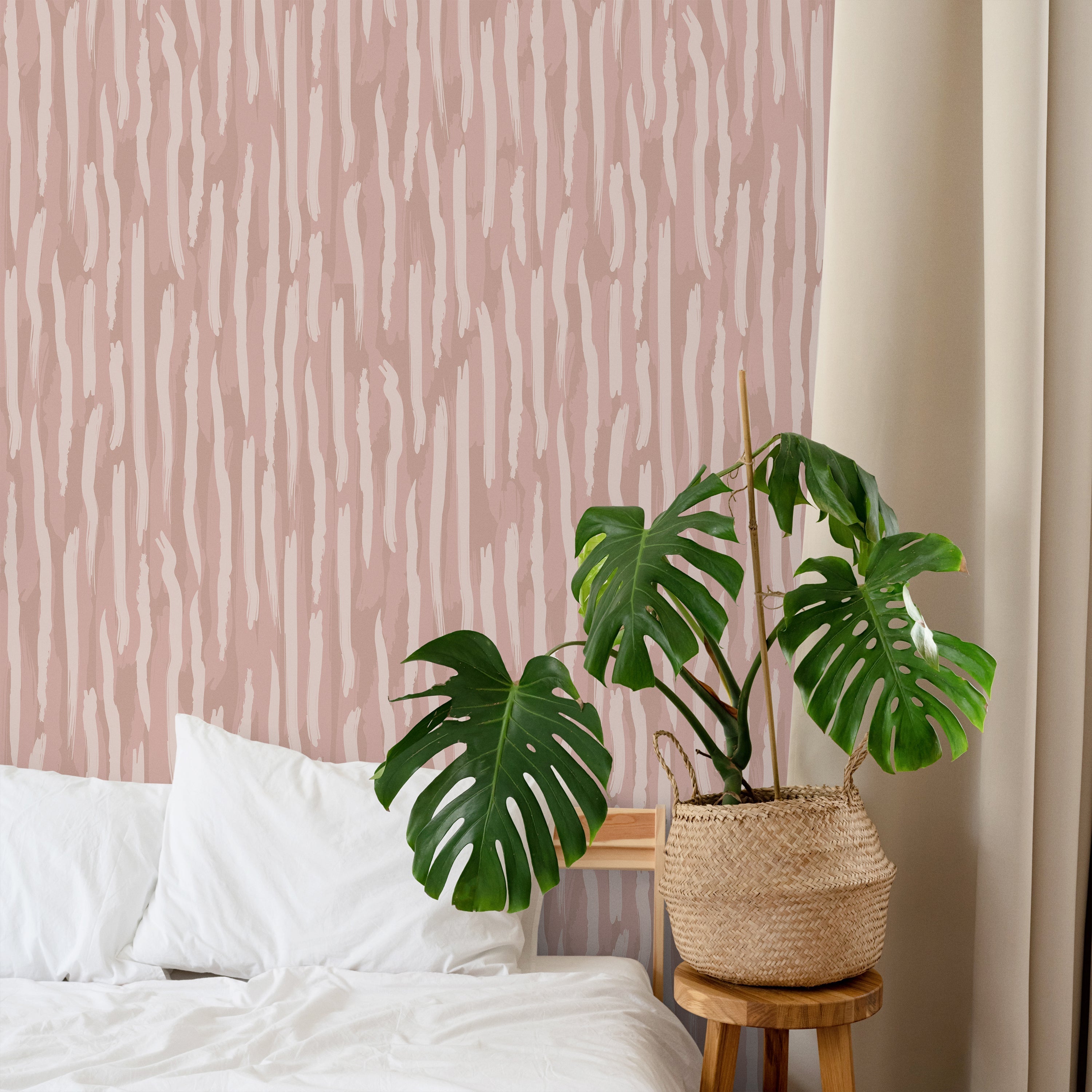 Brush Palette Peel and Stick Wallpaper, Removable Wallpaper, Traditional Wallpaper - Pink | DeccoPrint