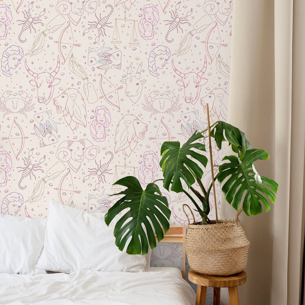 Zodiac Symphony Peel and Stick Wallpaper, Removable Wallpaper, Traditional Wallpaper | DeccoPrint