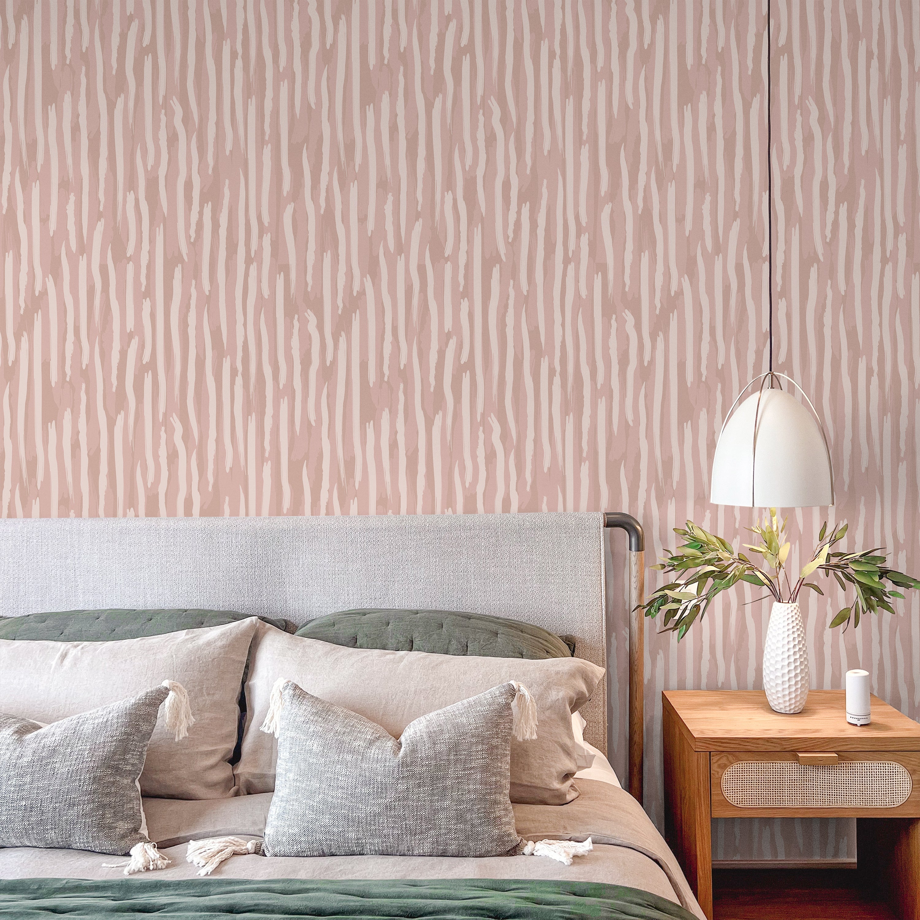 Brush Palette Peel and Stick Wallpaper, Removable Wallpaper, Traditional Wallpaper - Pink | DeccoPrint