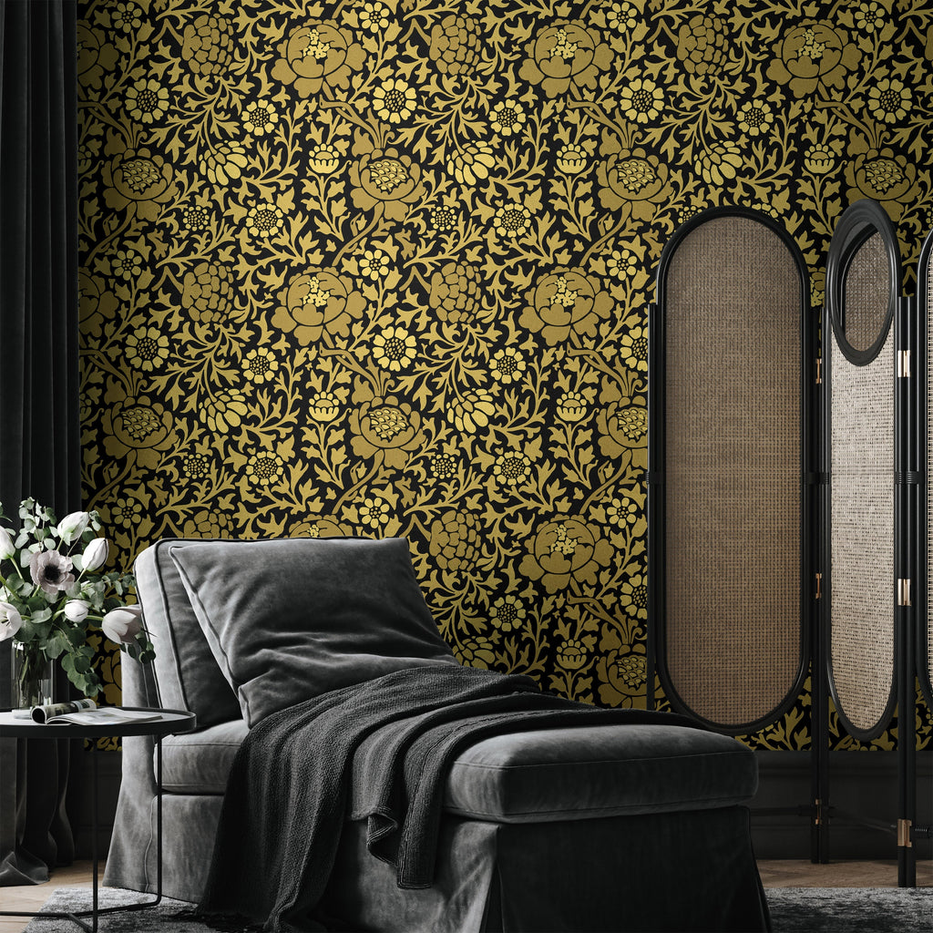 William Morris X Grafton (1883) Peel and Stick Wallpaper, Removable Wallpaper, Traditional Wallpaper - Gold | DeccoPrint