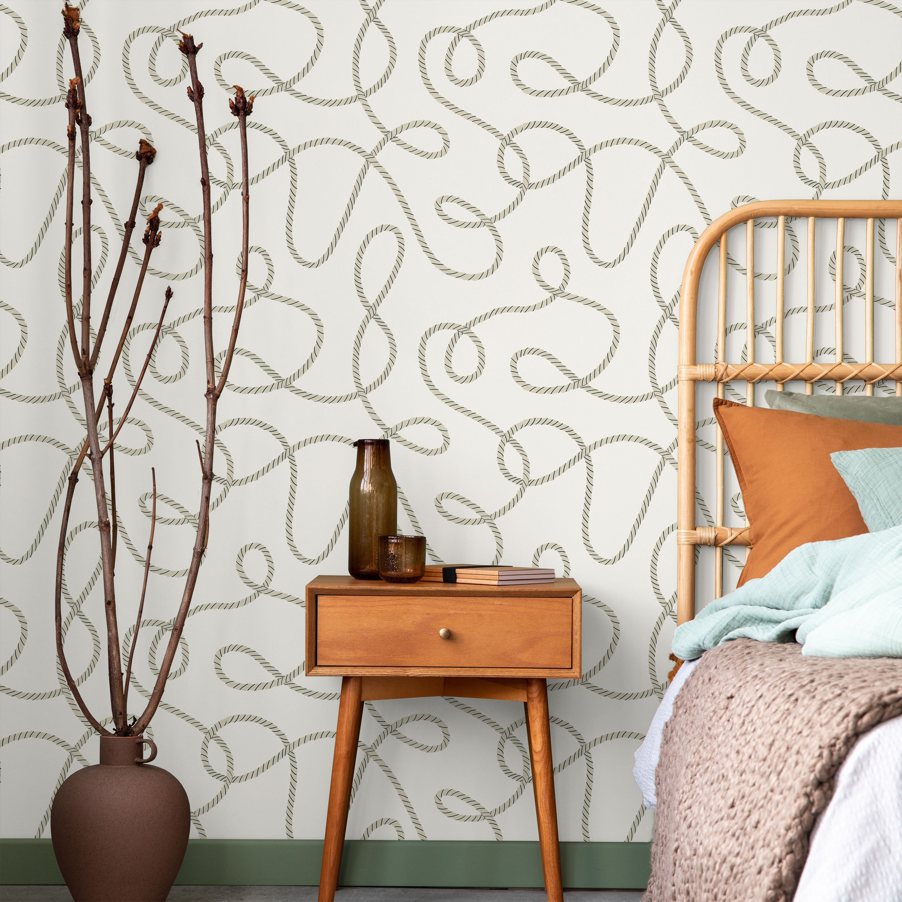 Twist and Tangle Peel and Stick Wallpaper, Removable Wallpaper, Traditional Wallpaper - Light Beige | DeccoPrint
