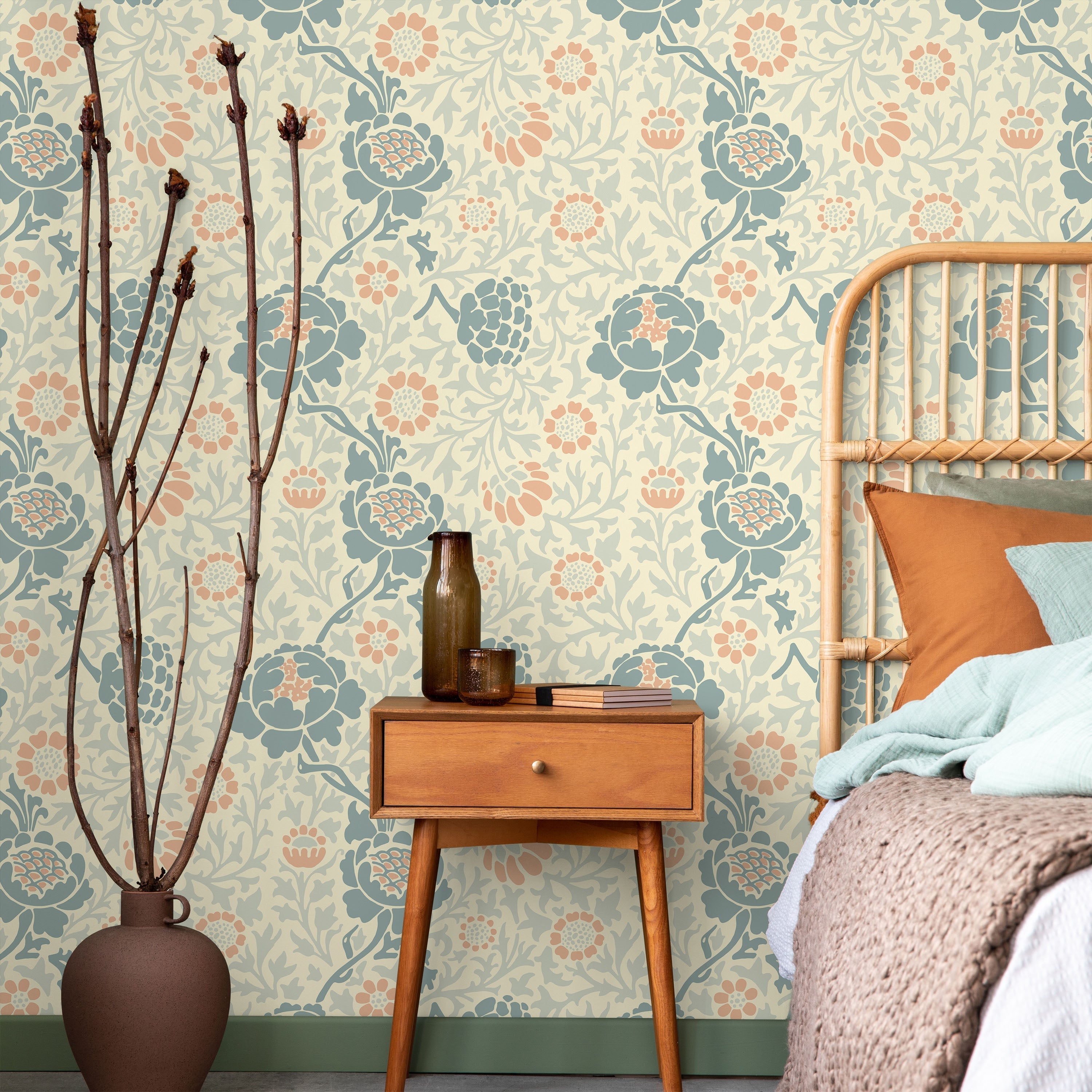William Morris X Grafton (1883) Peel and Stick Wallpaper, Removable Wallpaper, Traditional Wallpaper - Blue | DeccoPrint