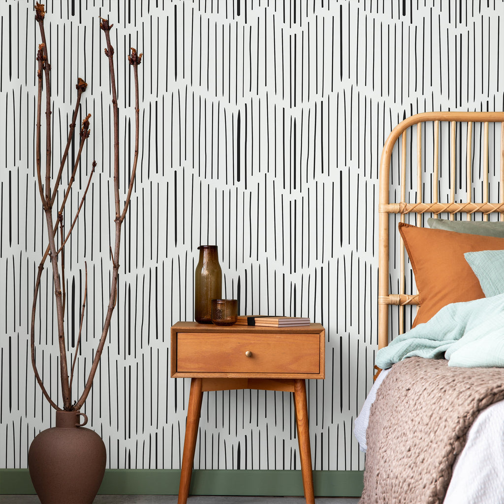 Monochrome Stripes Peel and Stick Wallpaper, Removable Wallpaper, Traditional Wallpaper | DeccoPrint