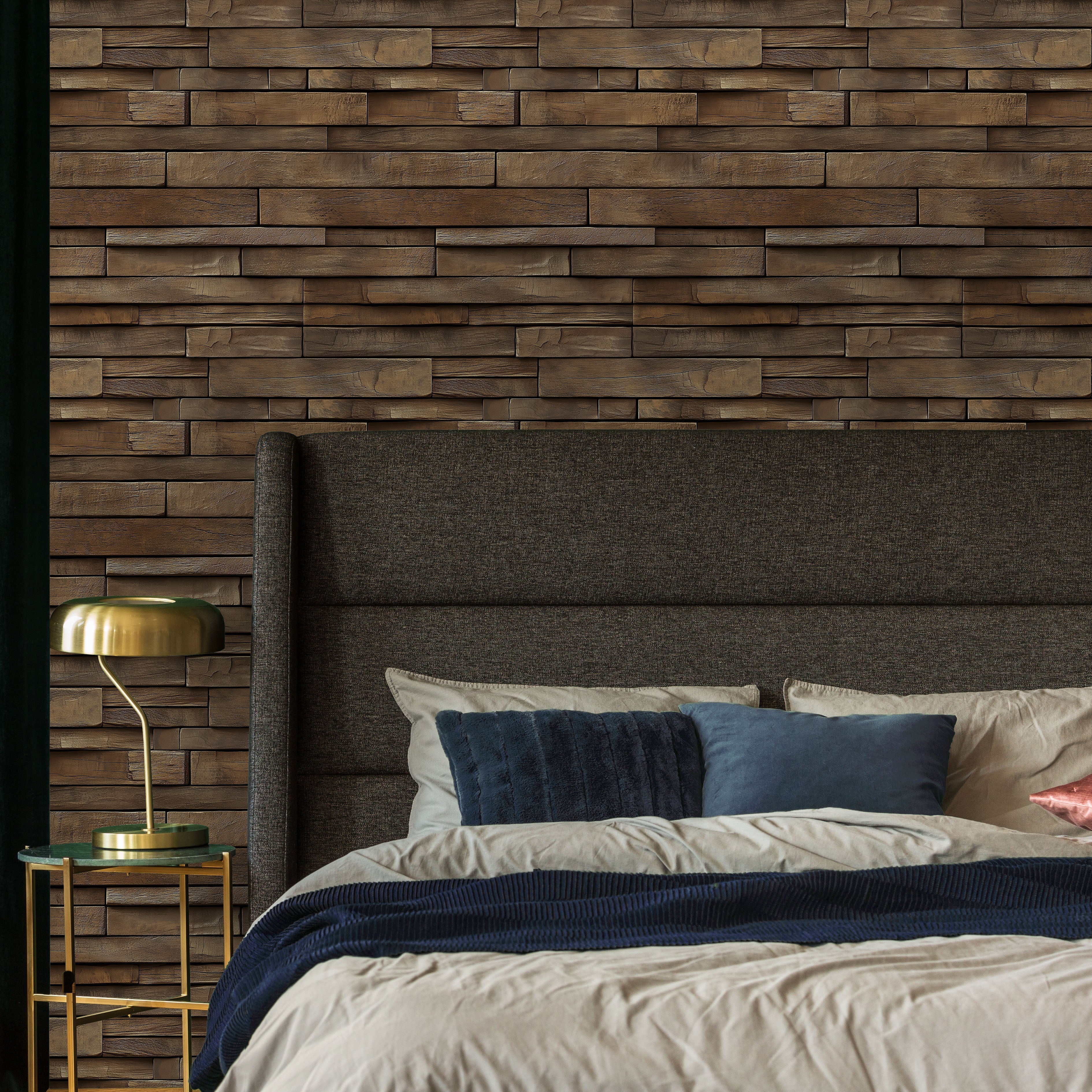 Rustic Boards Peel and Stick Wallpaper, Removable Wallpaper, Traditional Wallpaper - Dark Wood | DeccoPrint