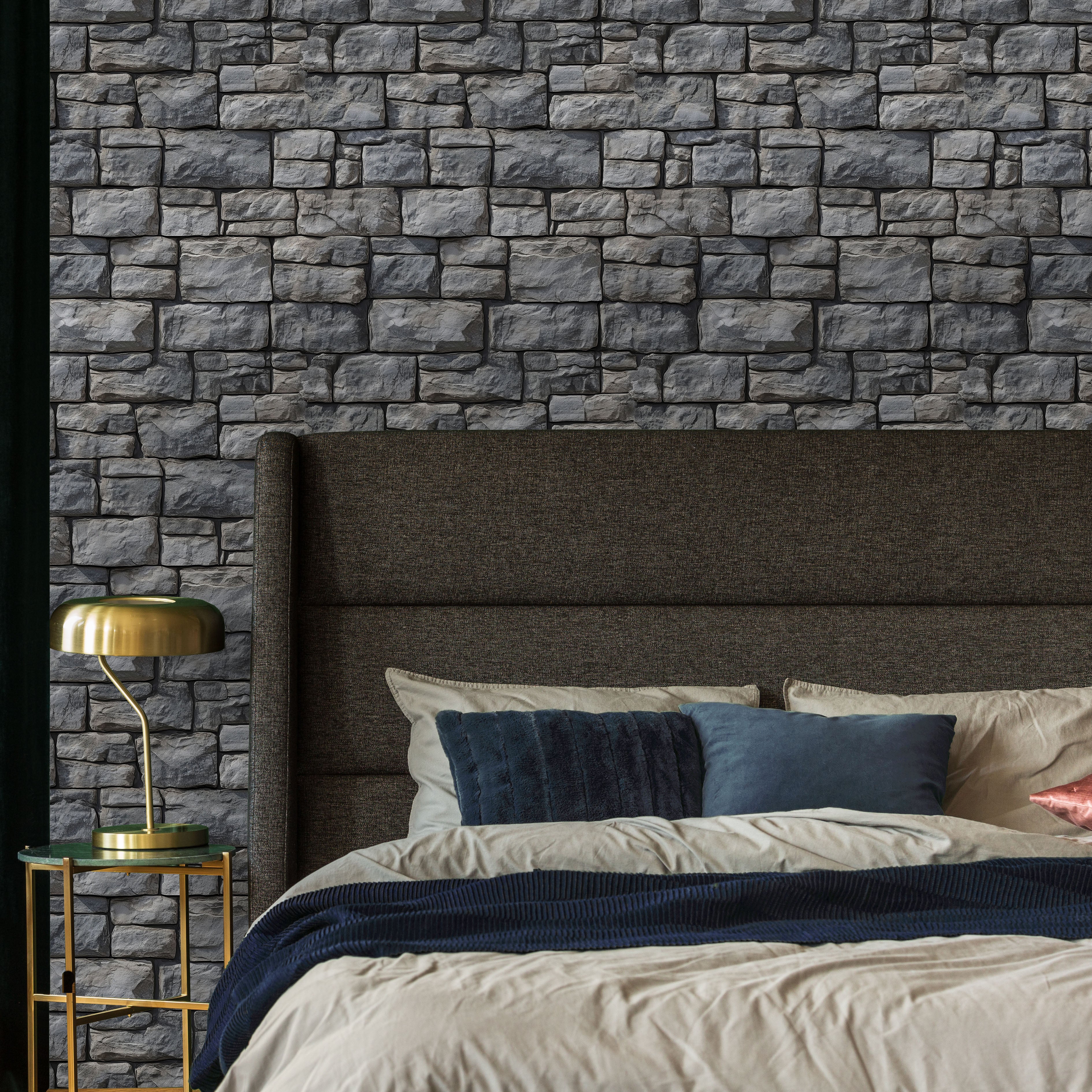 Urban Masonry Peel and Stick Wallpaper, Removable Wallpaper, Traditional Wallpaper - Gray Brick | DeccoPrint
