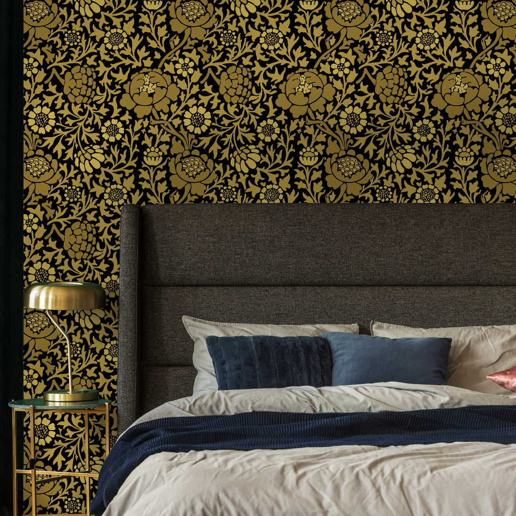 William Morris X Grafton (1883) Peel and Stick Wallpaper, Removable Wallpaper, Traditional Wallpaper - Gold | DeccoPrint