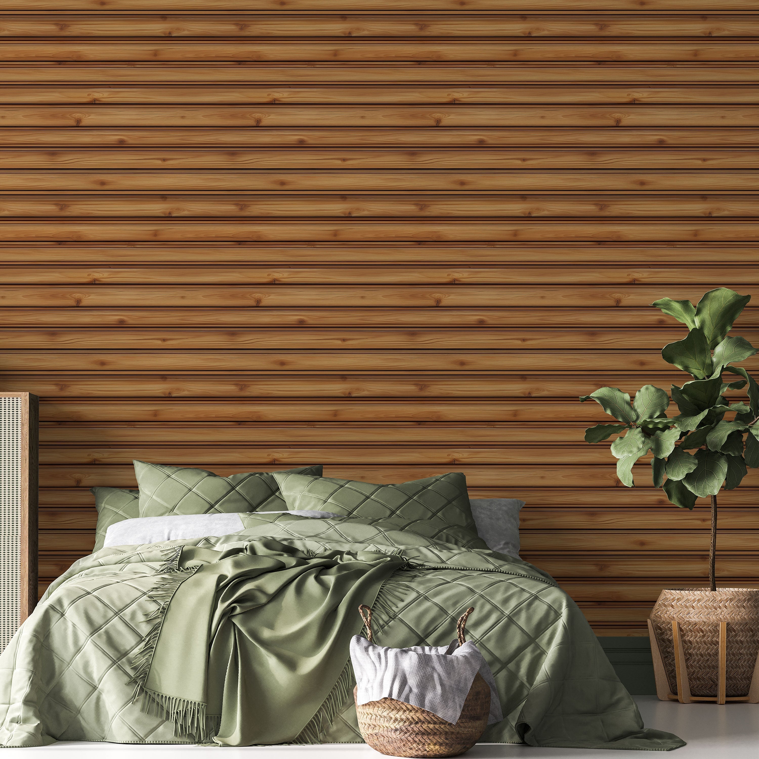 Rustic Boards Peel and Stick Wallpaper, Removable Wallpaper, Traditional Wallpaper - Golden Walnut | DeccoPrint