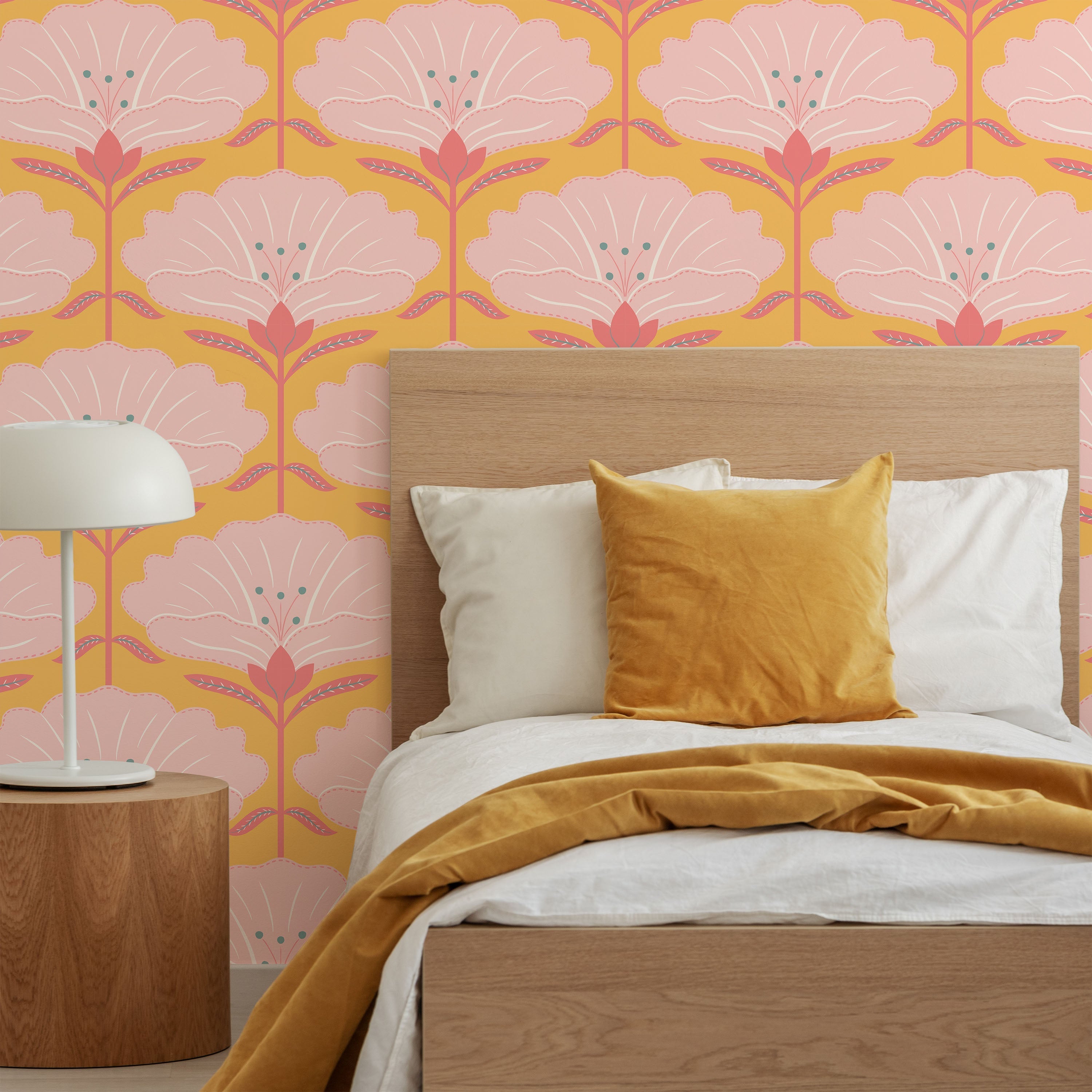 Dreamy Daisies Peel and Stick Wallpaper, Removable Wallpaper, Traditional Wallpaper - Yellow | DeccoPrint