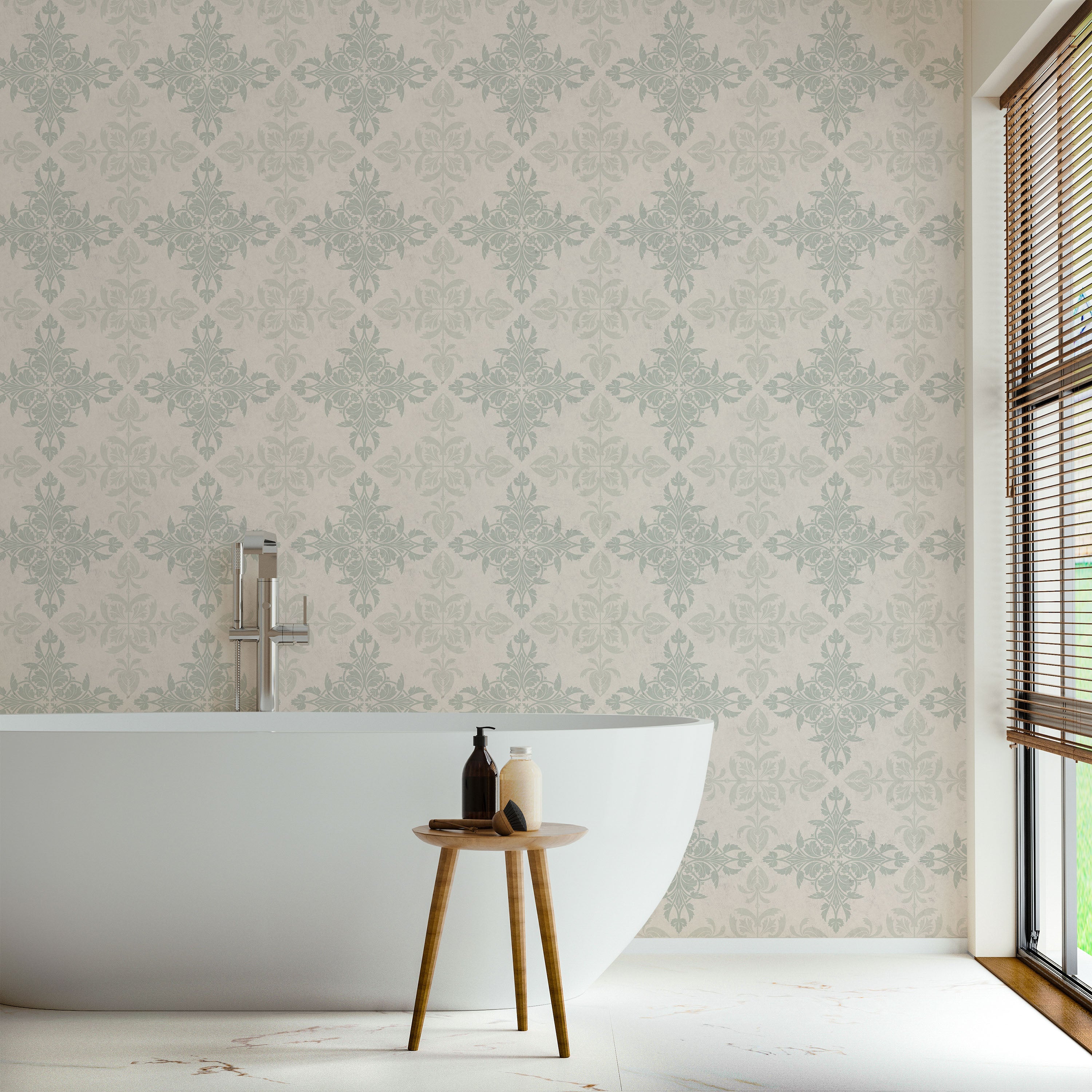 Christopher Dresser x Decorative Symmetry Peel and Stick Wallpaper, Removable Wallpaper, Traditional Wallpaper - Pale Green | DeccoPrint