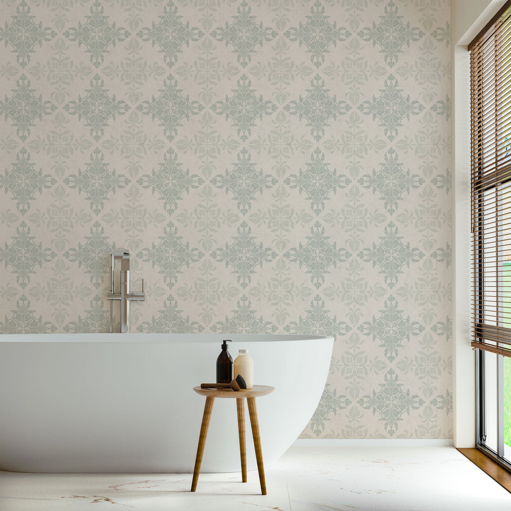 Christopher Dresser x Decorative Symmetry Peel and Stick Wallpaper, Removable Wallpaper, Traditional Wallpaper - Pale Green | DeccoPrint