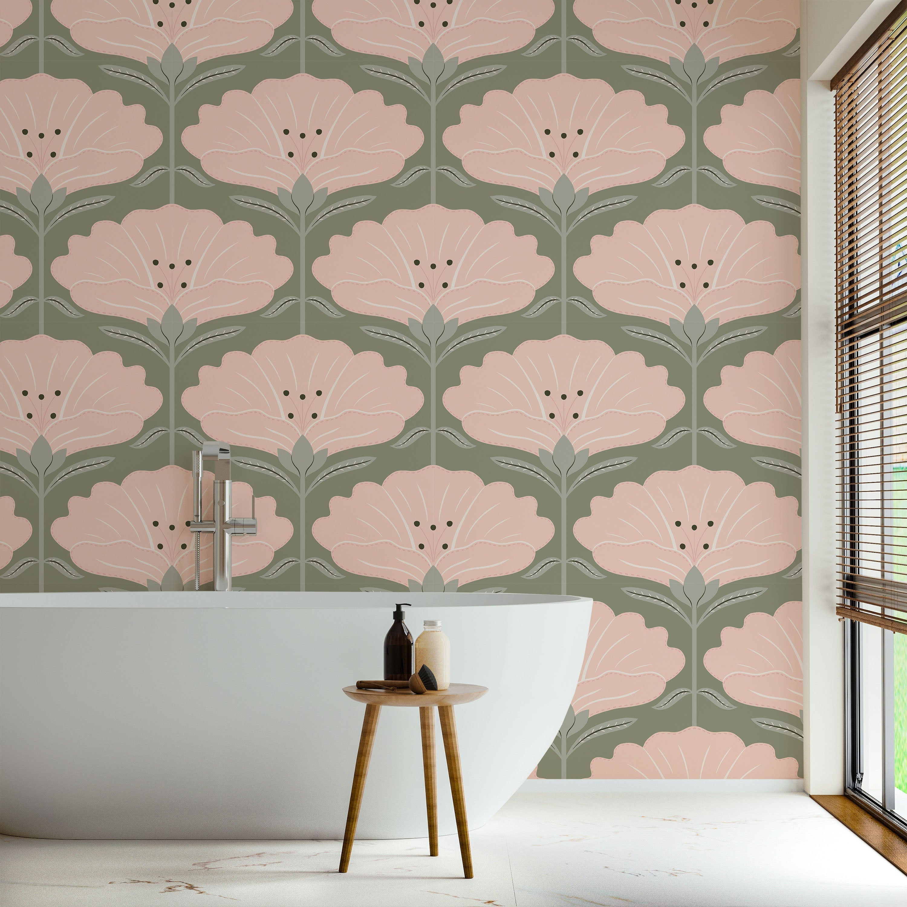 Dreamy Daisies Peel and Stick Wallpaper, Removable Wallpaper, Traditional Wallpaper - Pink | DeccoPrint