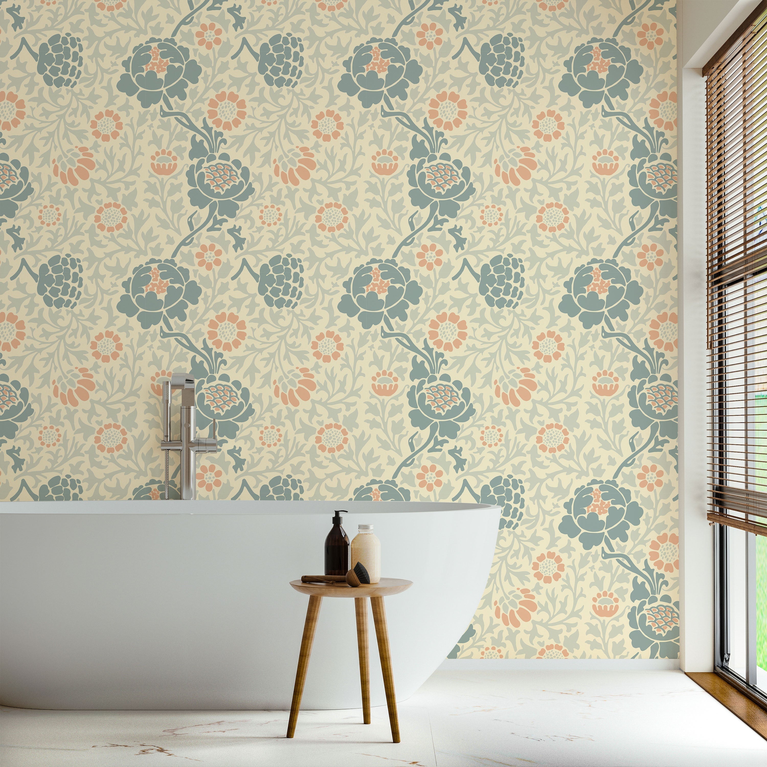 William Morris X Grafton (1883) Peel and Stick Wallpaper, Removable Wallpaper, Traditional Wallpaper - Blue | DeccoPrint