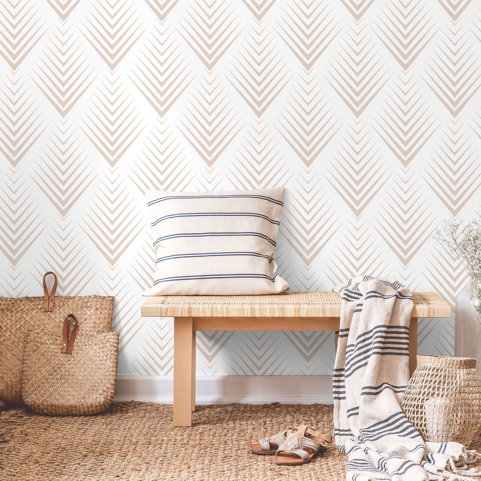 Chic Geometric Peel and Stick Wallpaper, Removable Wallpaper, Traditional Wallpaper | DeccoPrint