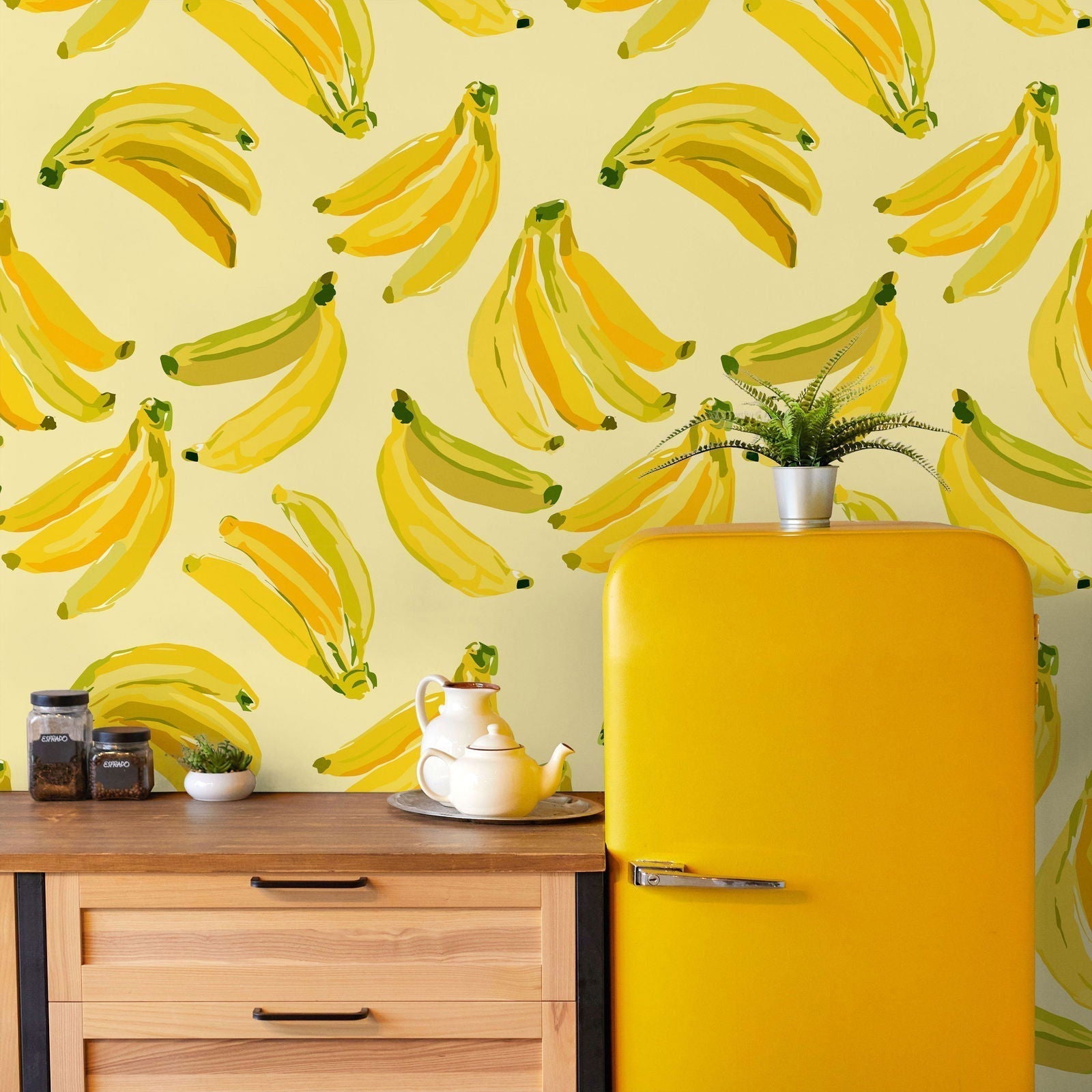 Banana Bliss Peel and Stick Wallpaper, Removable Wallpaper, Traditional Wallpaper | DeccoPrint