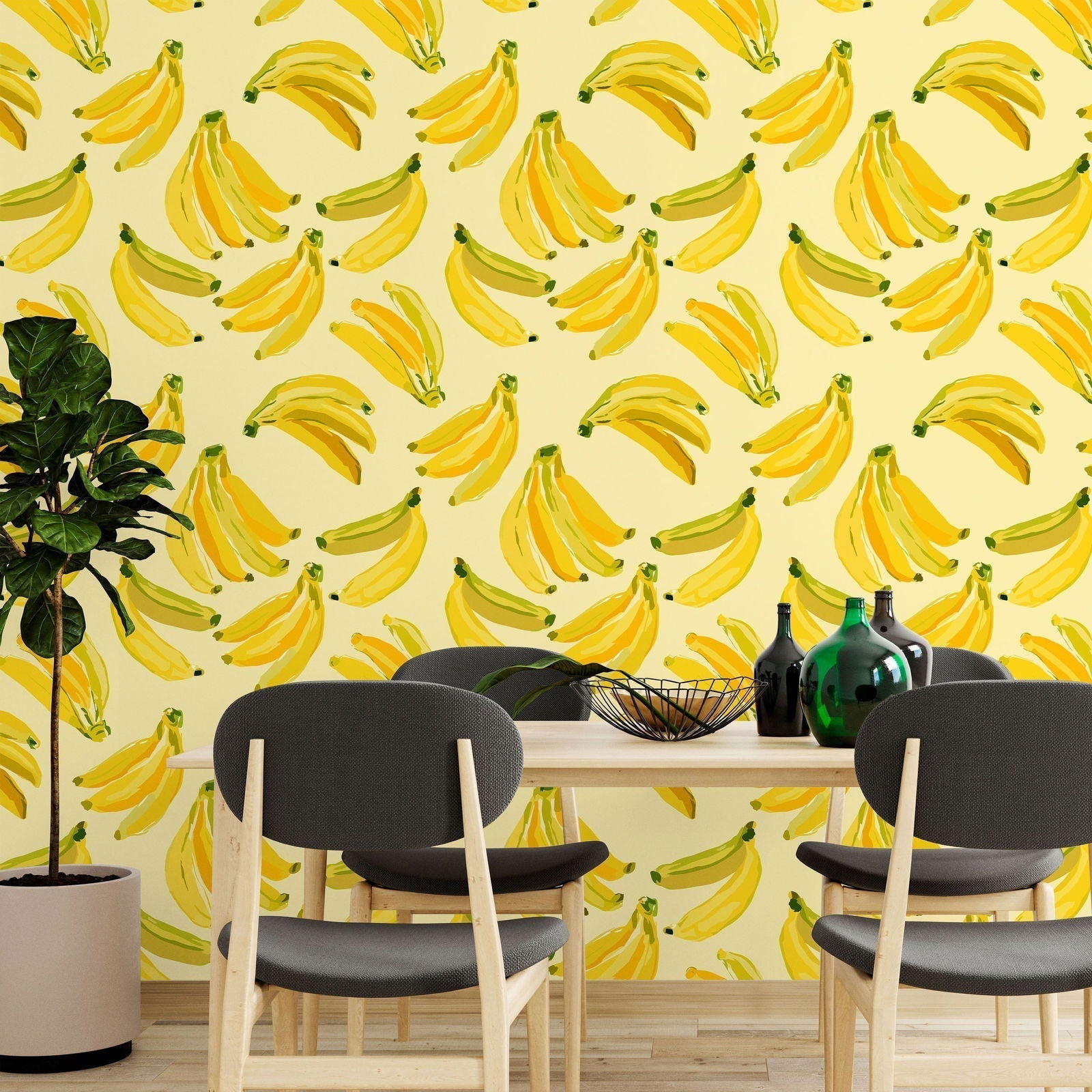 Banana Bliss Peel and Stick Wallpaper, Removable Wallpaper, Traditional Wallpaper | DeccoPrint