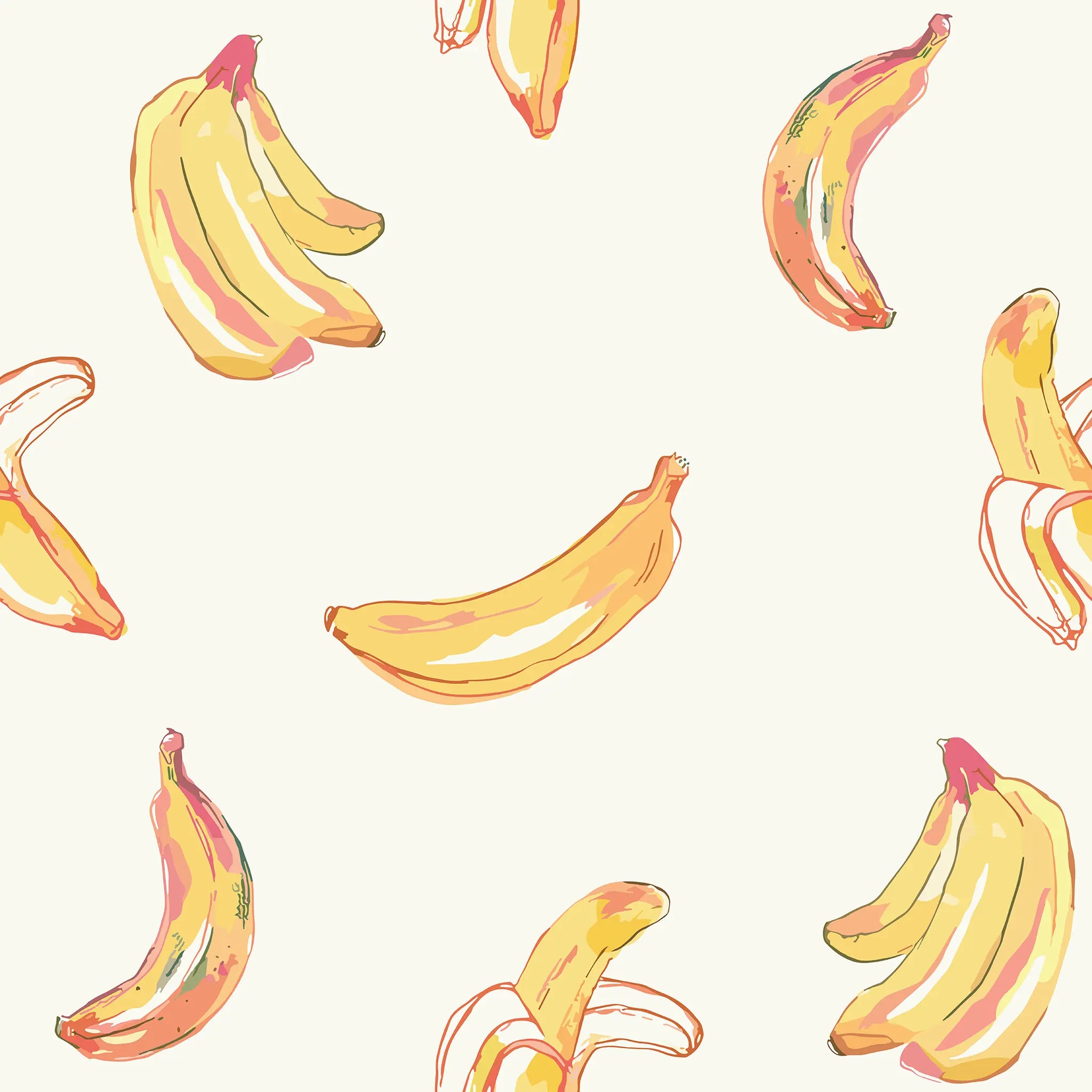 Pattern of bananas on a white background