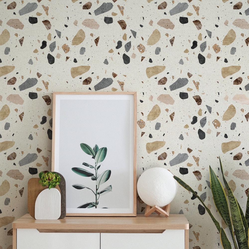 Beige Fragments Wallpaper | DeccoPrint