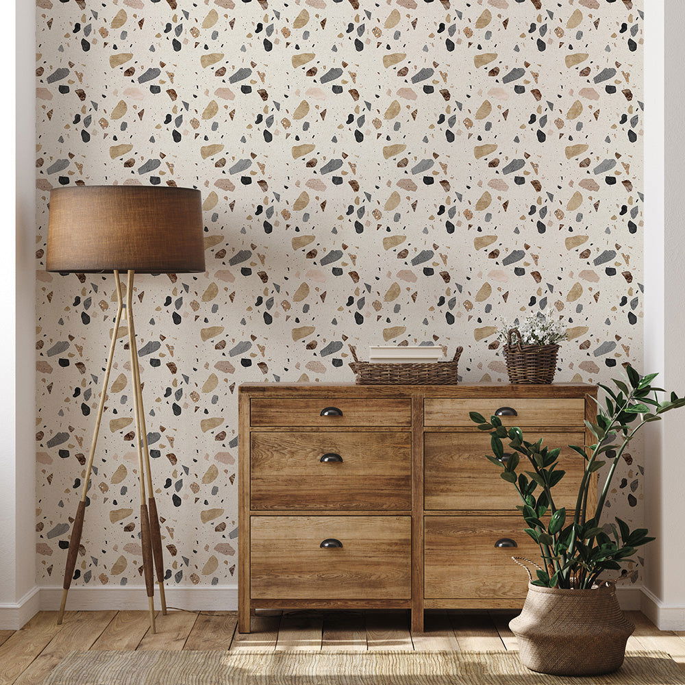 Beige Fragments Wallpaper | DeccoPrint