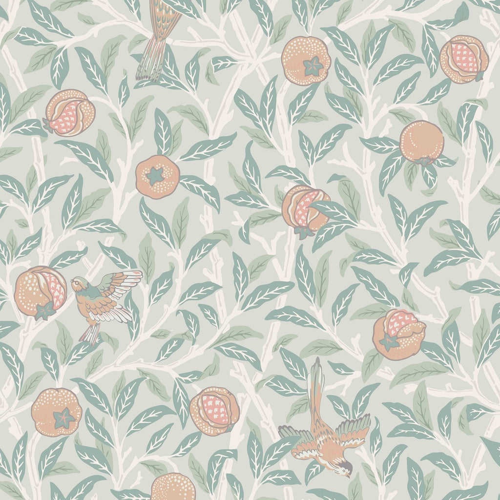 William Morris X Bird and Pomegranate Peel and Stick Wallpaper, Removable Wallpaper, Traditional Wallpaper - Ivory | DeccoPrint