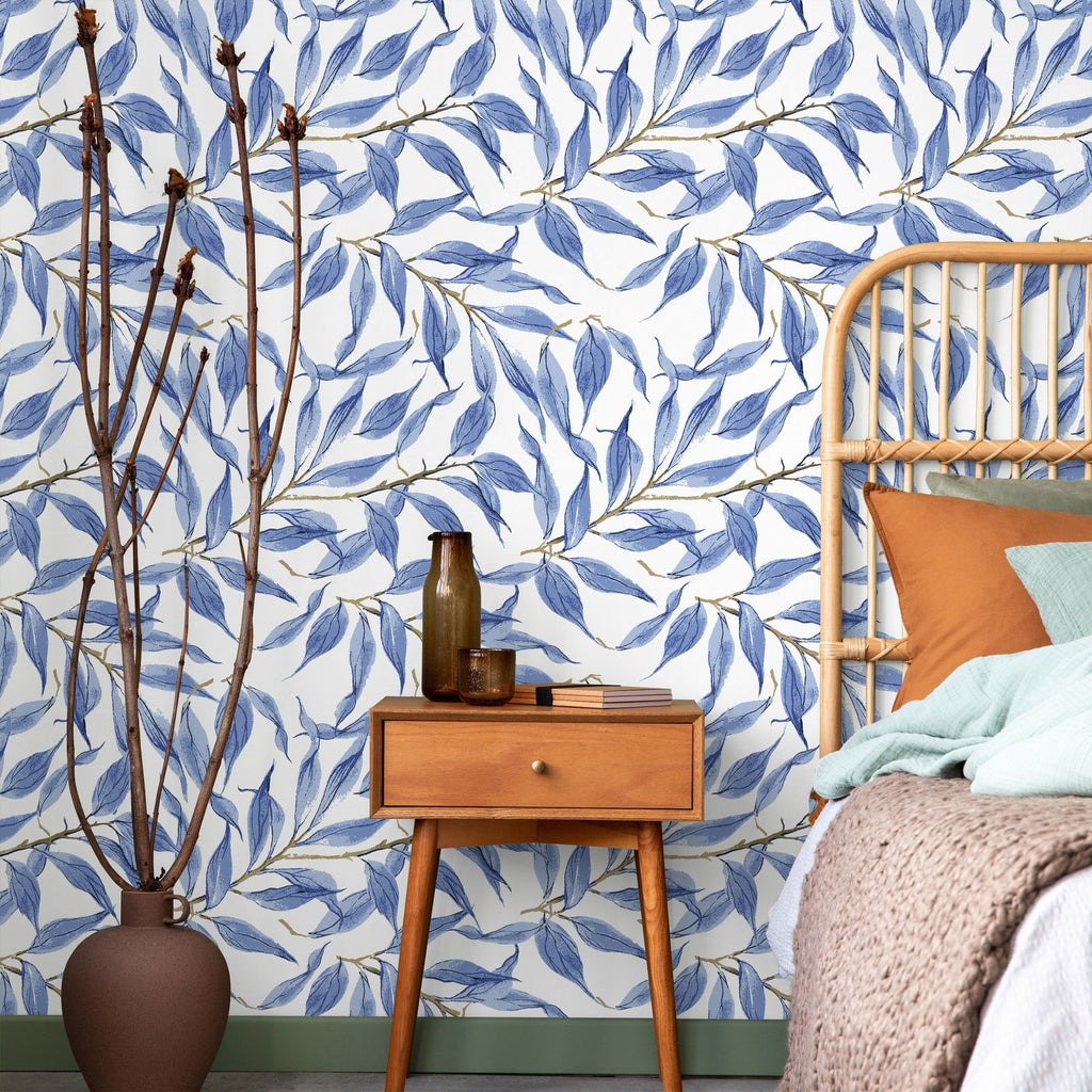 Blue Foliage Wallpaper | DeccoPrint