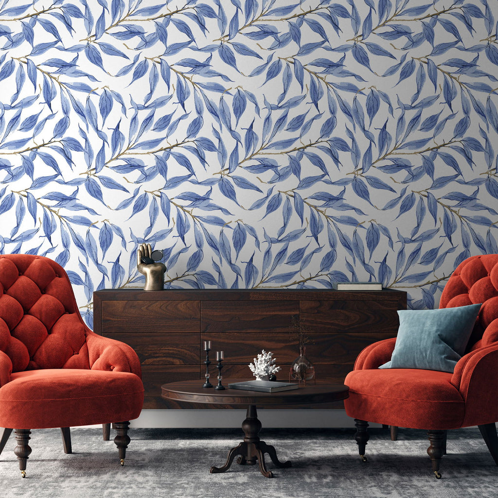 Blue Foliage Wallpaper | DeccoPrint